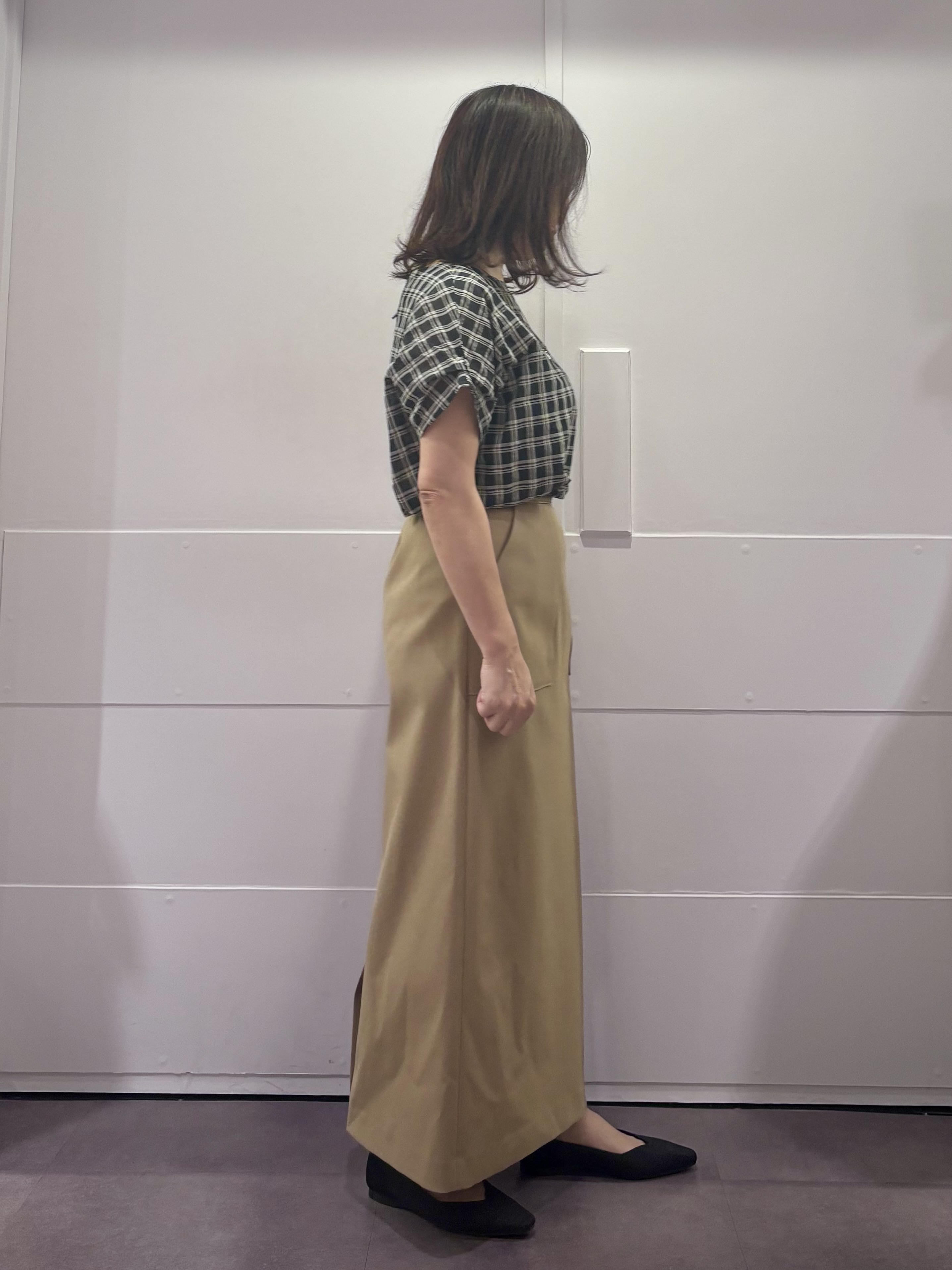 TOKOさんの「UNTITLED｜【秋めきシャツ/体型カバー】シアーチェックブラウス」を使ったコーディネート