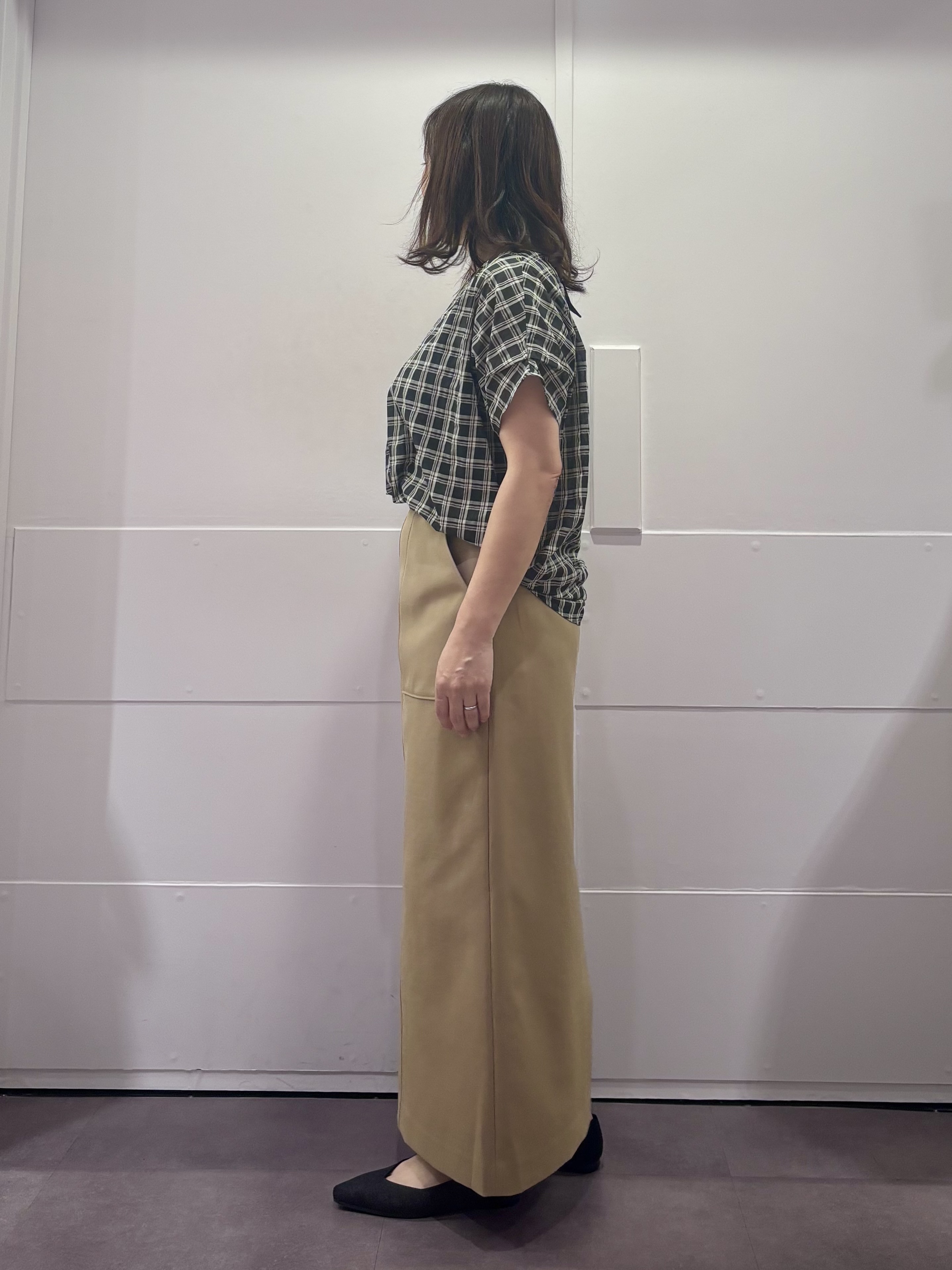 TOKOさんの「UNTITLED｜【秋めきシャツ/体型カバー】シアーチェックブラウス」を使ったコーディネート