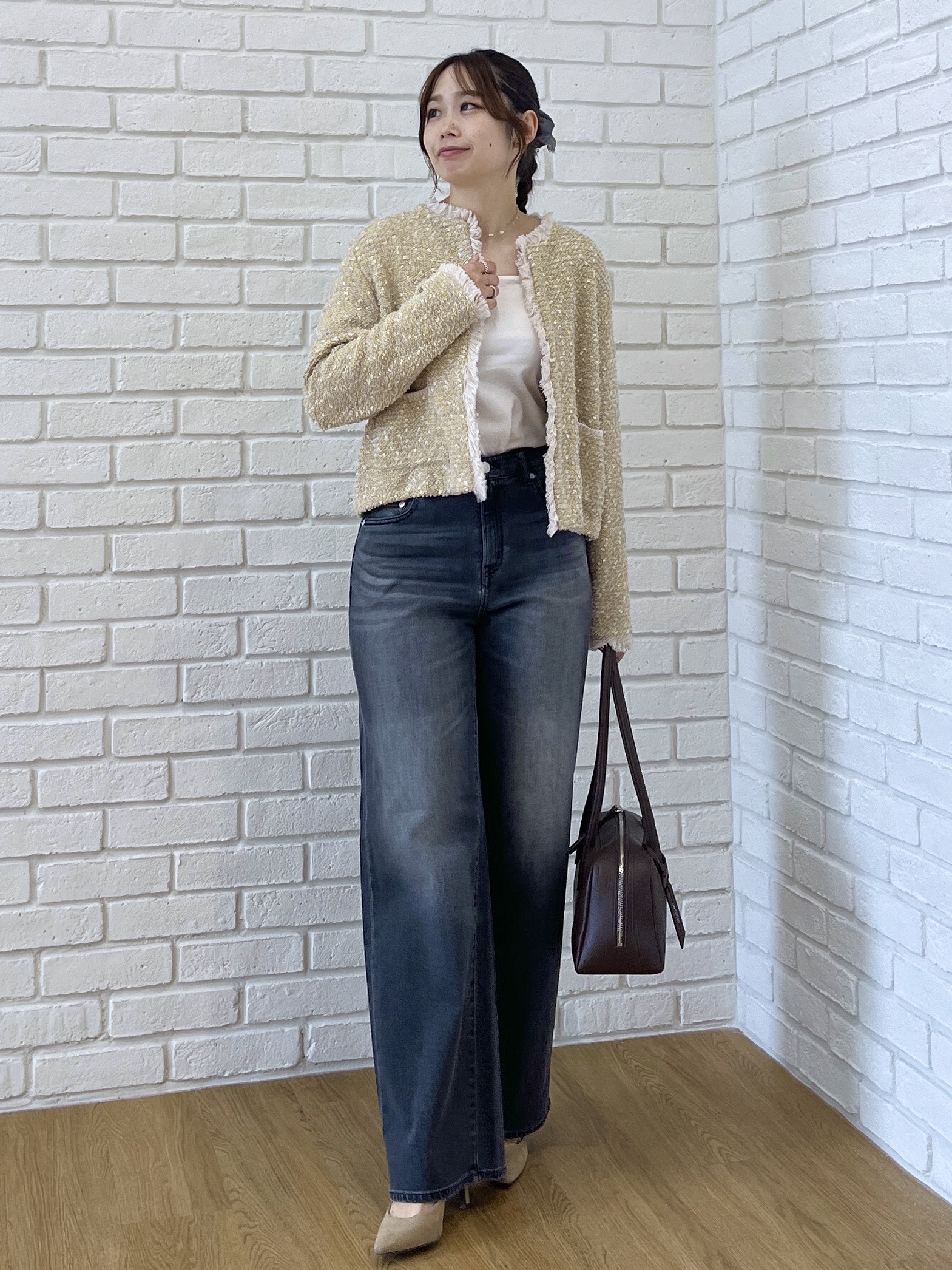 Saekoさんの「UNTITLED｜【ジャケットライク/秋羽織り】ファンシーヤーンツイードニットカーディガン」を使ったコーディネート
