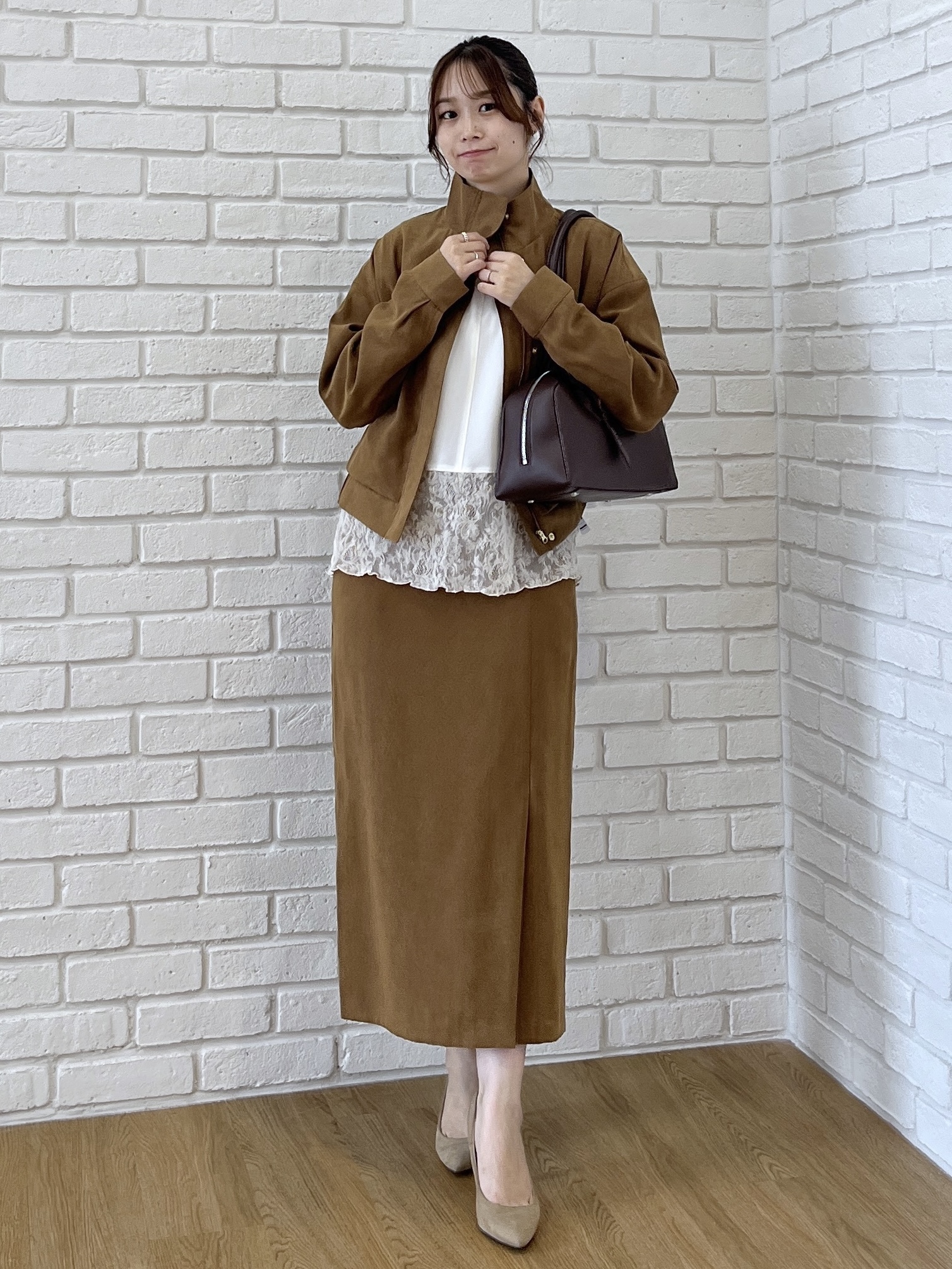 Saekoさんの「UNTITLED｜【セットアップ可/秋ジャケット】スエードライクブルゾン」を使ったコーディネート