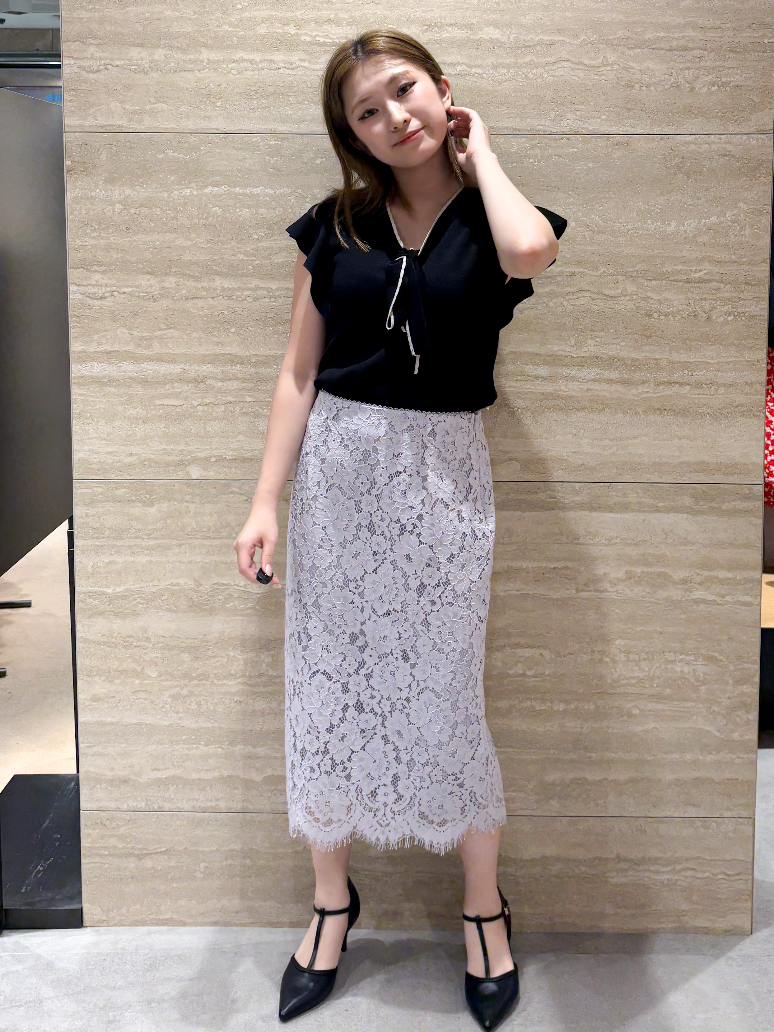 ふうかさんの「index｜【UVケア／接触冷感】バイカラーボウタイフリルトップス《洗濯機OK》」を使ったコーディネート