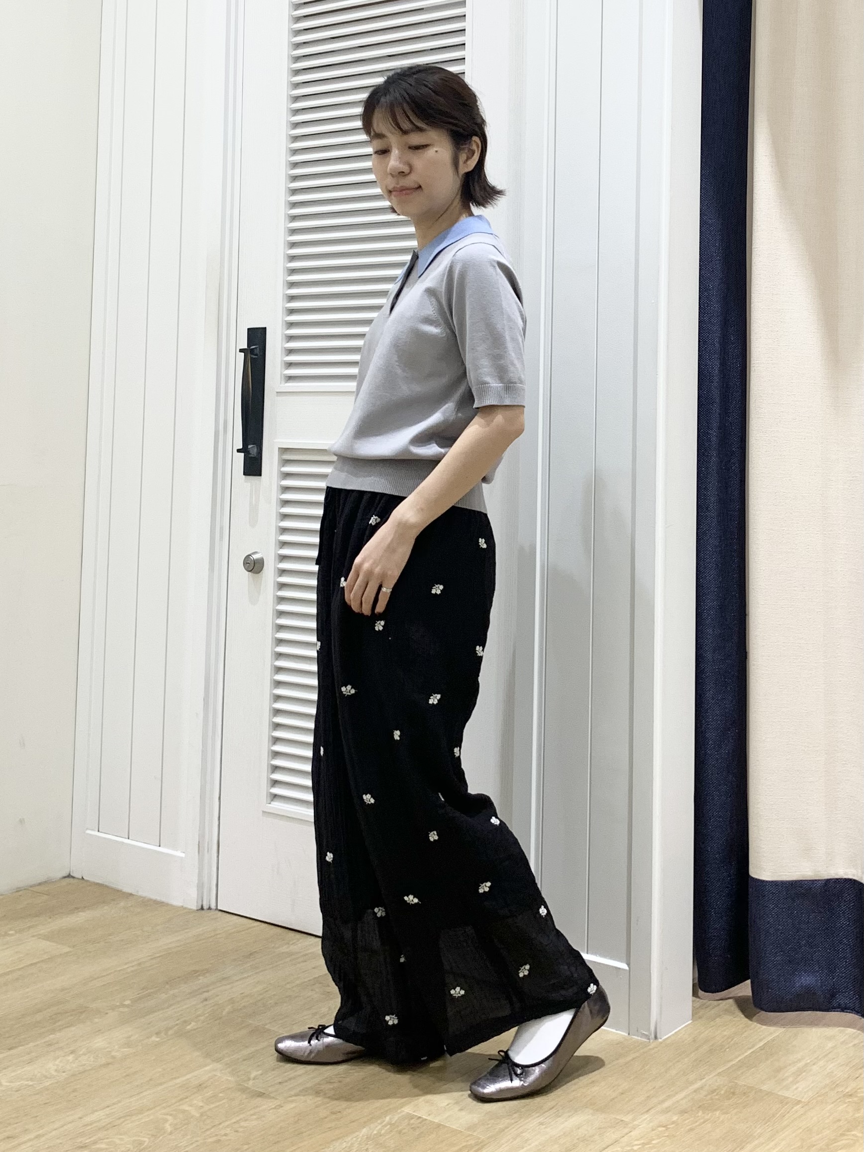IMARIさんの「Dessin｜ポロ襟 ハーフスリーブニット」を使ったコーディネート