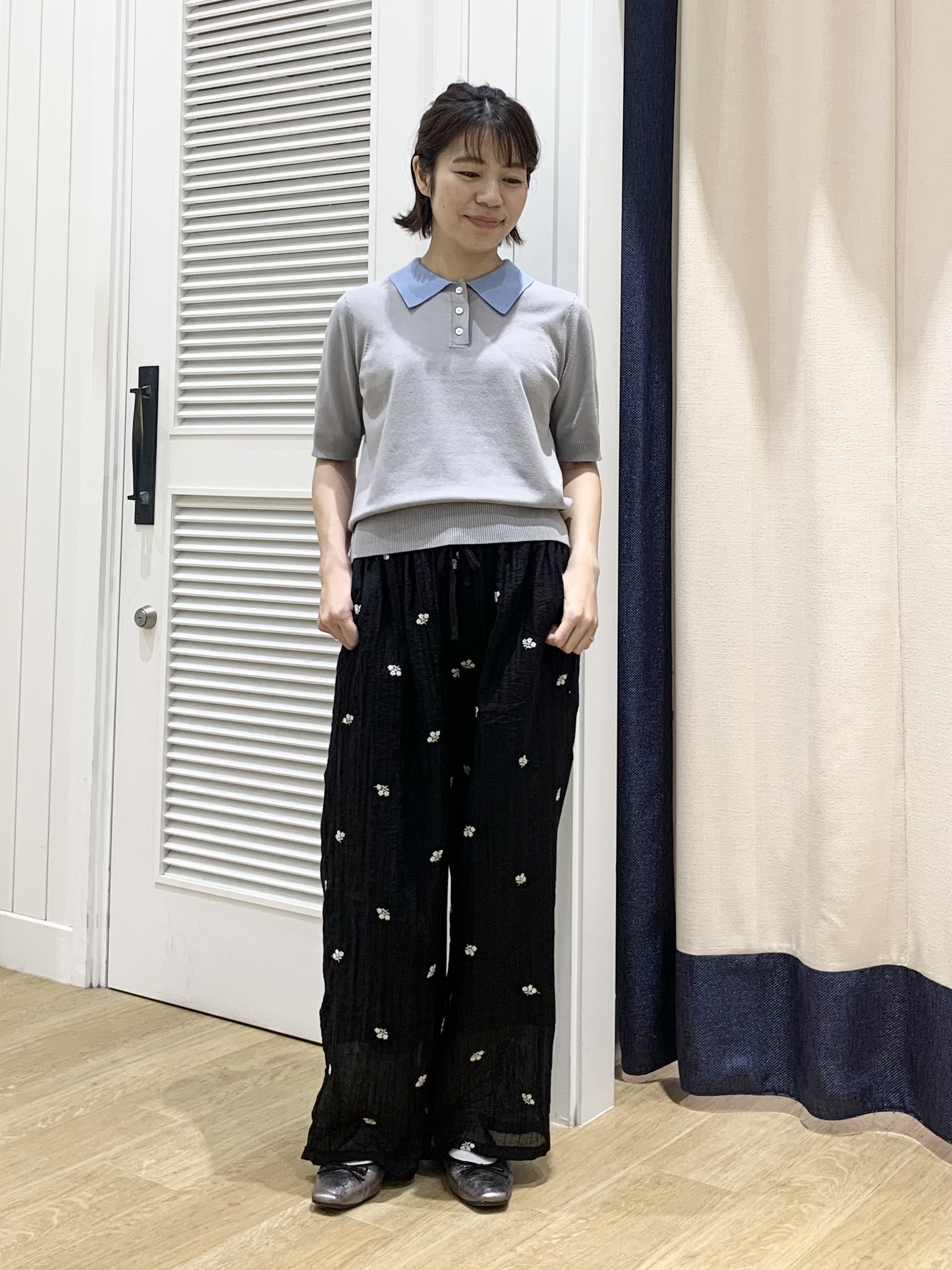 IMARIさんの「Dessin｜ポロ襟 ハーフスリーブニット」を使ったコーディネート