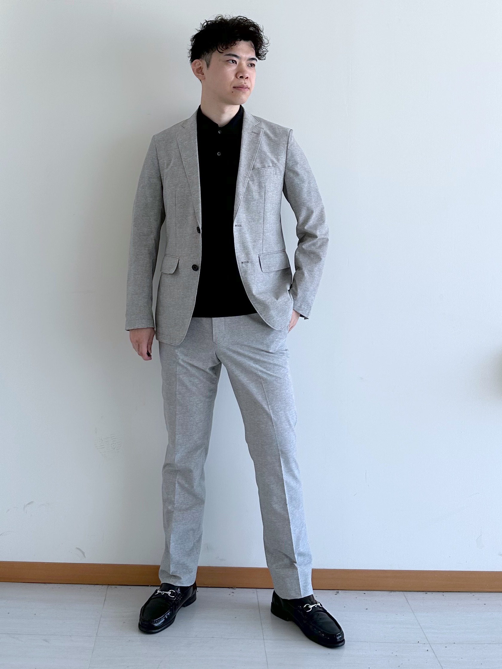 イッシーさんの「TAKEO KIKUCHI｜【抗菌防臭】COOL DOTS（R）ドビープリント ジャケット」を使ったコーディネート