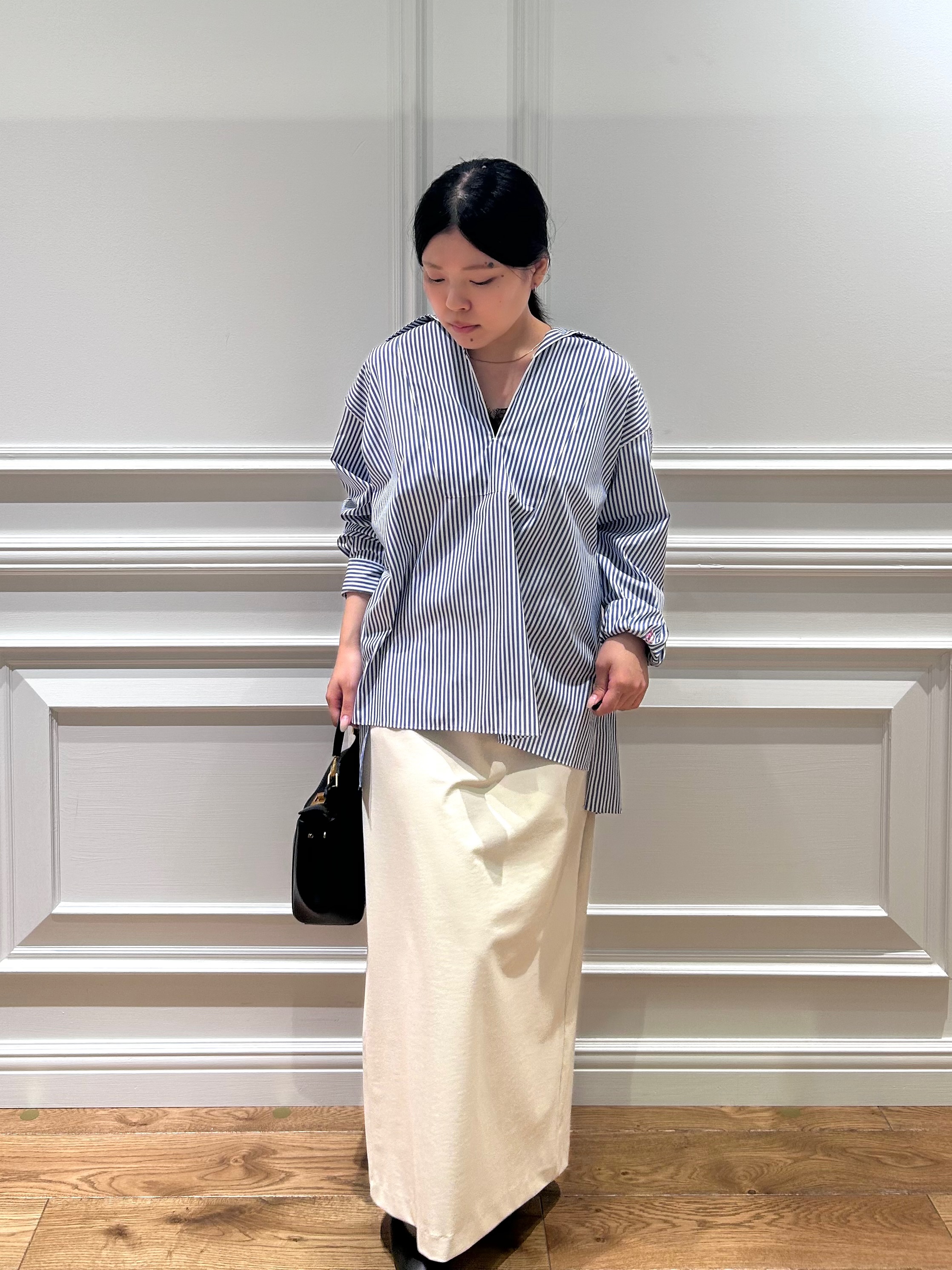 とりみさんの「DRESSTERIOR｜【接触冷感/UVカット/着回し】スキッパーブラウス」を使ったコーディネート