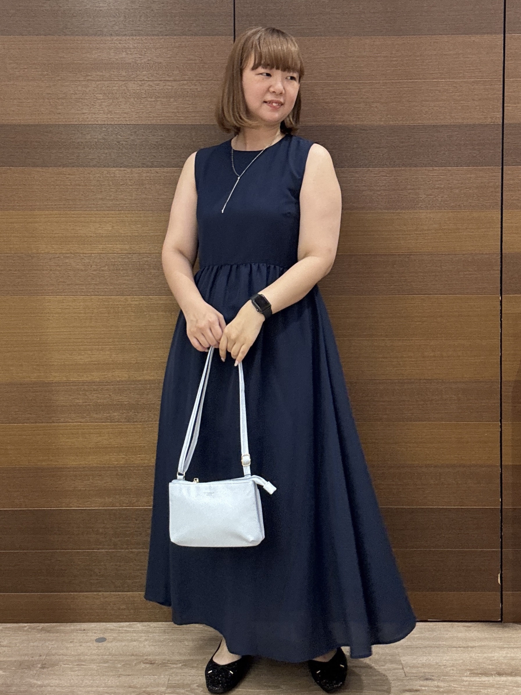 yumeさんの「OPAQUE.CLIP｜【接触冷感】麻混シアーノースリーブワンピース《洗濯機OK》」を使ったコーディネート
