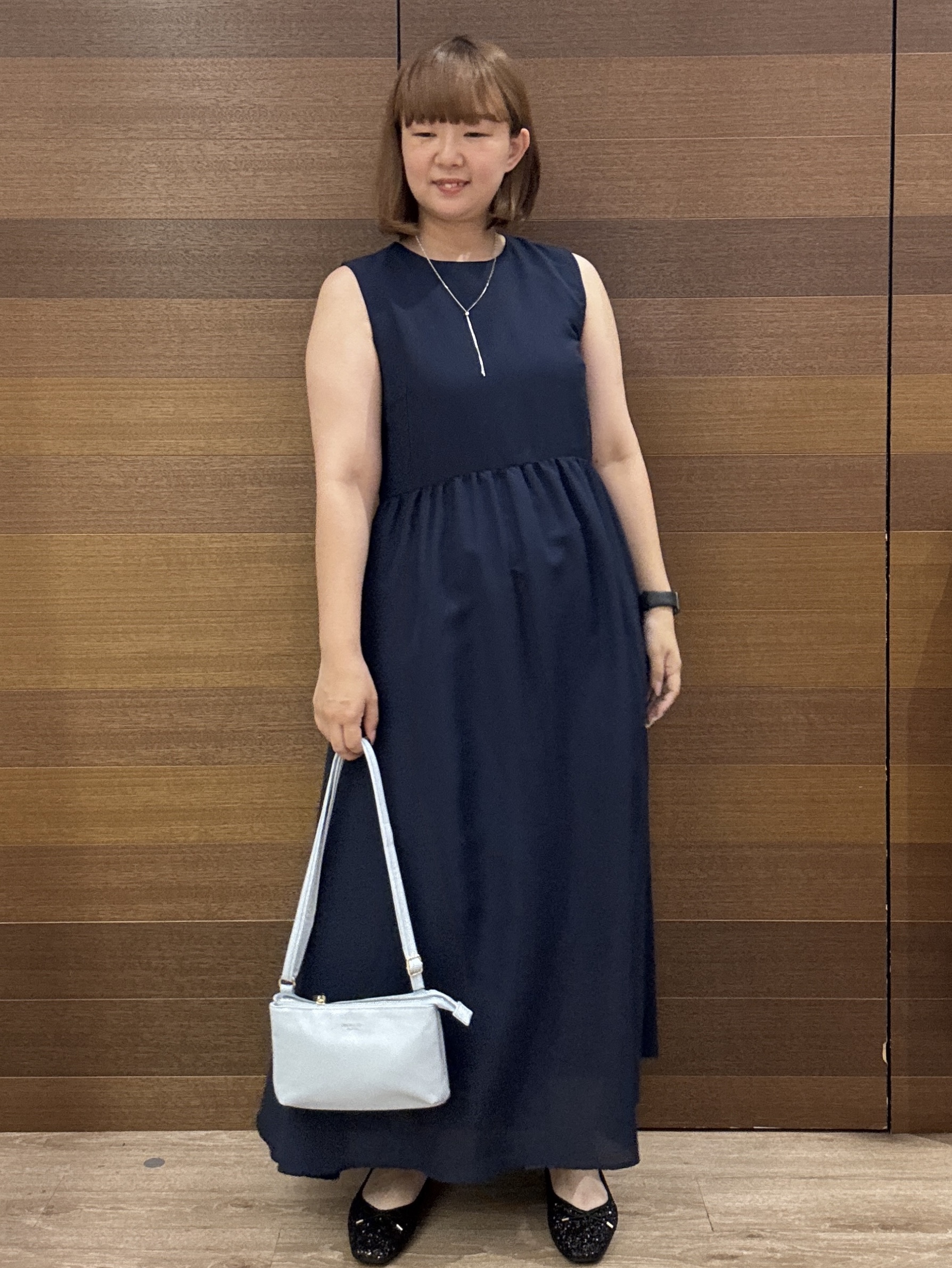 yumeさんの「OPAQUE.CLIP｜【接触冷感】麻混シアーノースリーブワンピース《洗濯機OK》」を使ったコーディネート