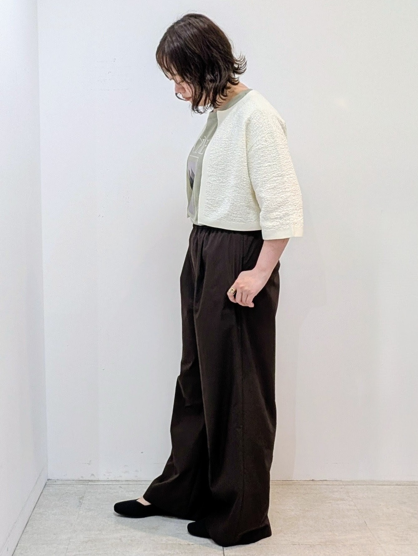 いこさんの「UNTITLED｜◆【ウエストゴム】タフタワイドパンツ」を使ったコーディネート