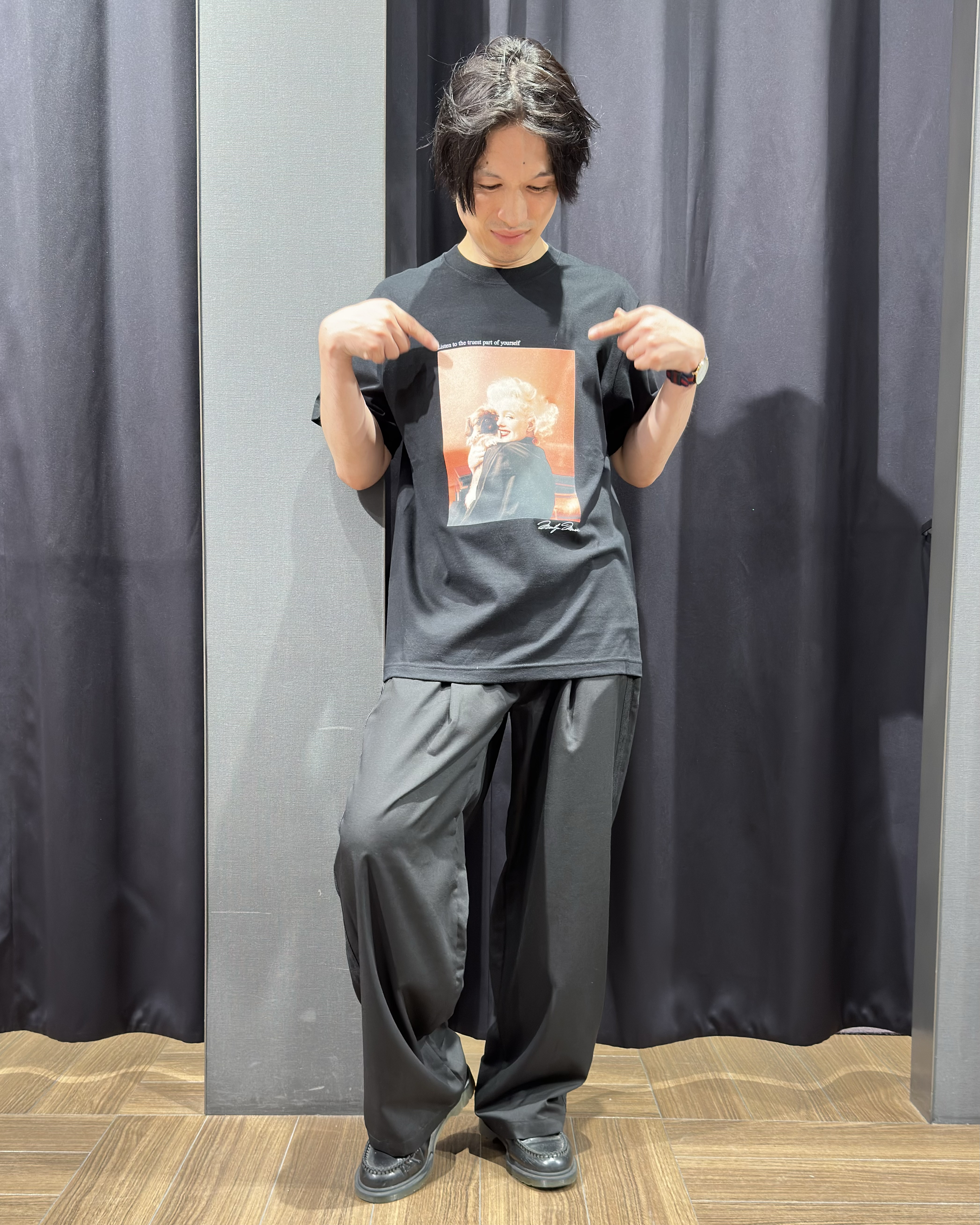 tomoyaさんの「THE SHOP TK｜別注マリリン・モンロー / グラフィック半袖Tシャツ」を使ったコーディネート