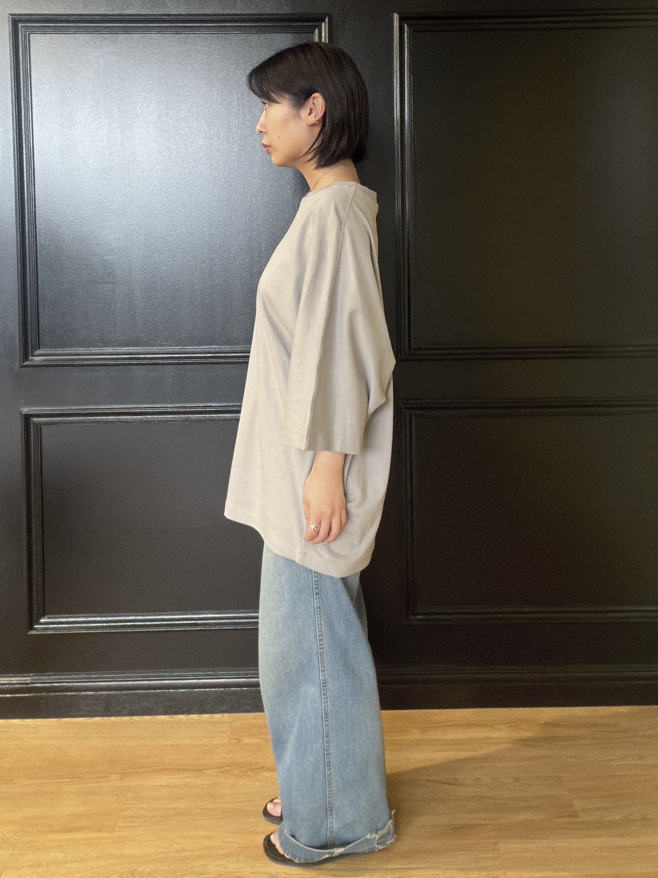 abeさんの「tk.TAKEO KIKUCHI｜【汗シミ防止／UVカット】sweat stain proof series ドルマンTシャツ」を使ったコーディネート