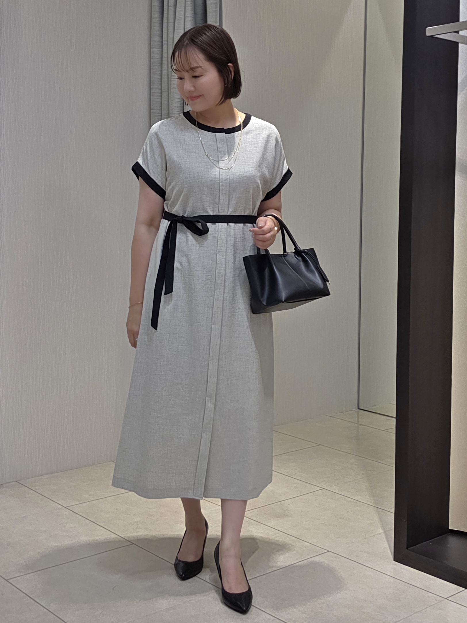 naokoさんの「UNTITLED｜【接触冷感/UVカット/イージーケア】配色ラインワンピース」を使ったコーディネート