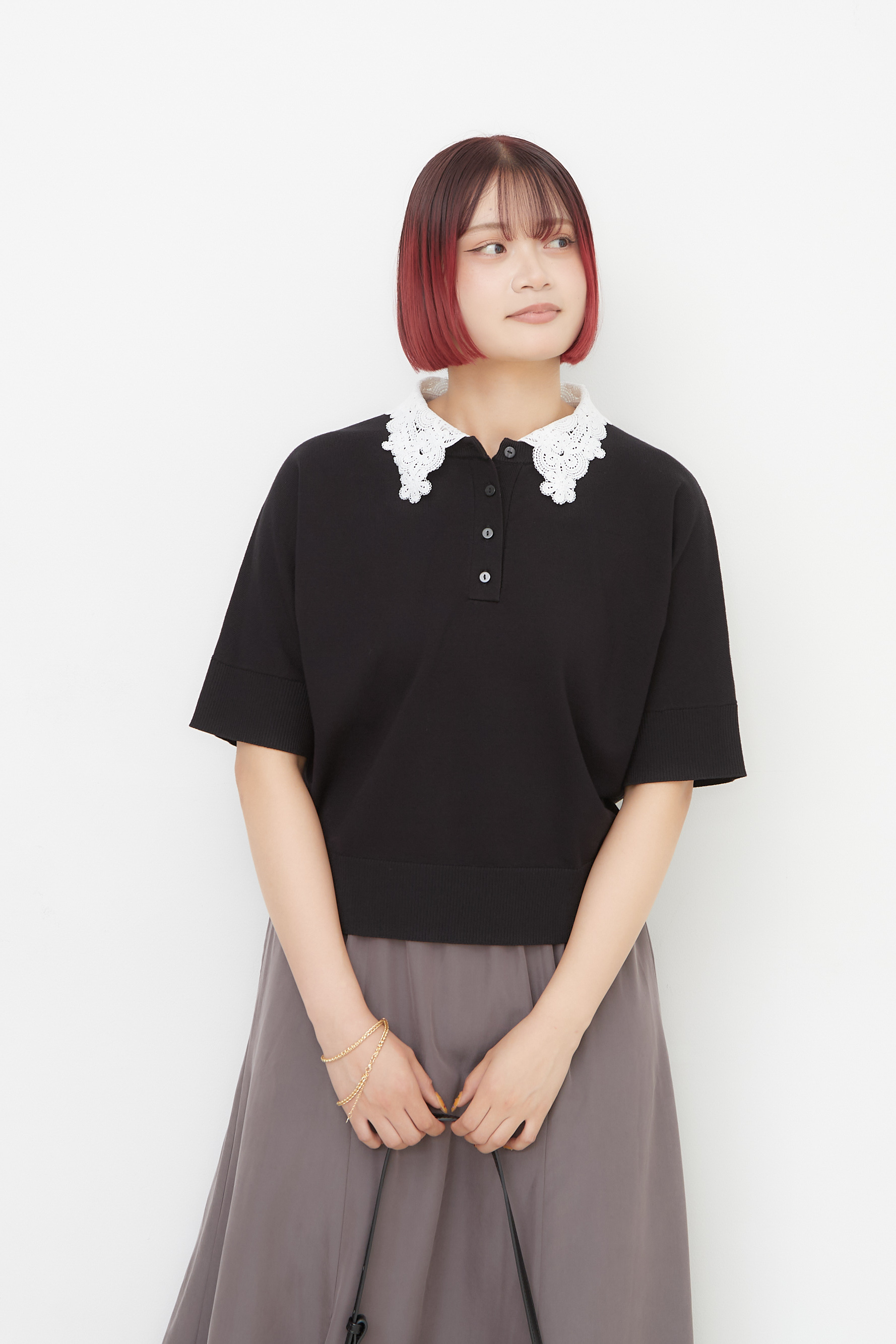ririkaさんの「OPAQUE.CLIP｜【森絵梨佳さん着用】2WAY衿ドッキングニット《洗濯機OK》」を使ったコーディネート