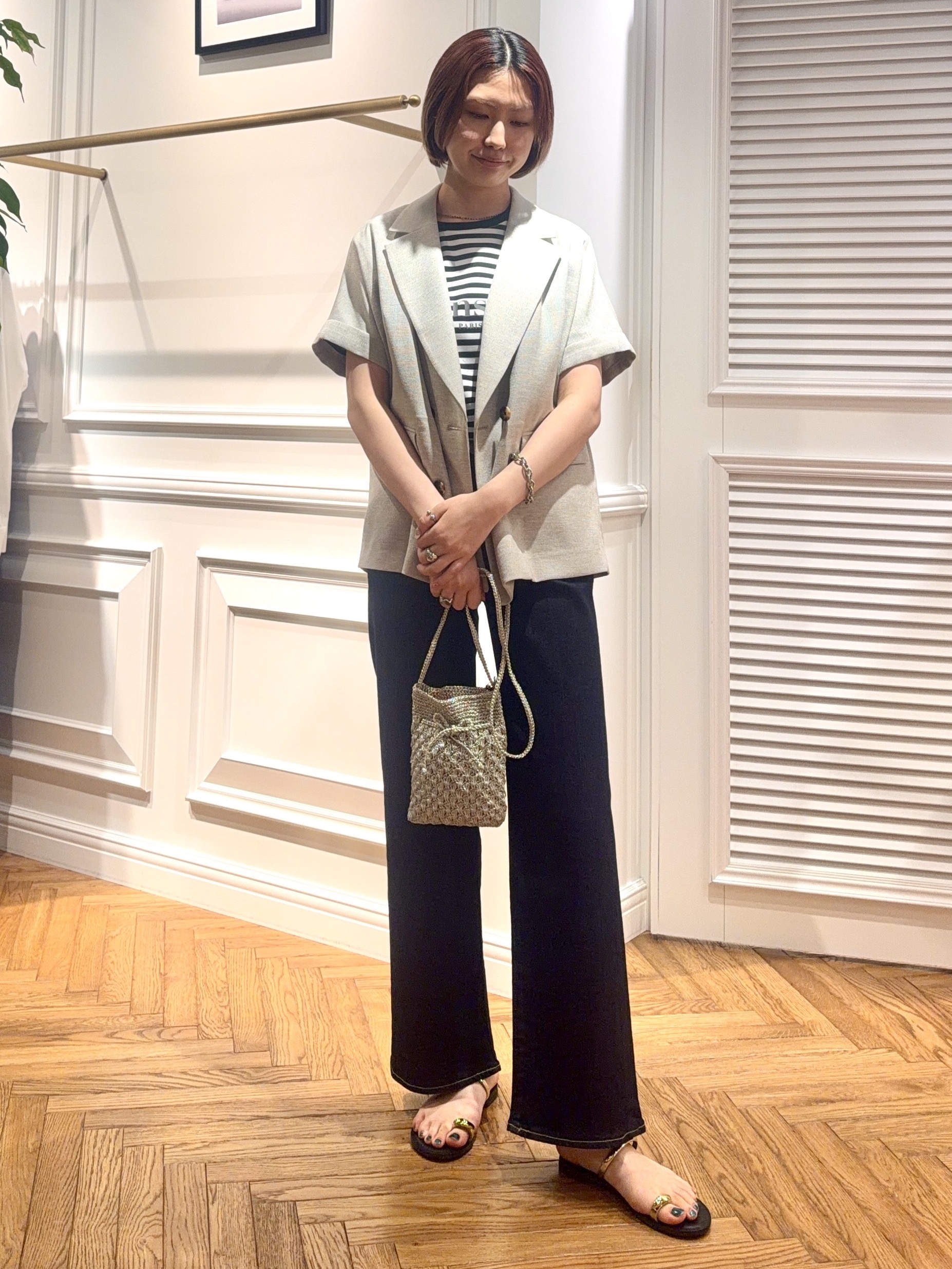 renaさんの「DRESSTERIOR｜【セットアップ可/UVカット/接触冷感/吸水速乾】ウォッシャブル リネンライクドルマンジャケット」を使ったコーディネート