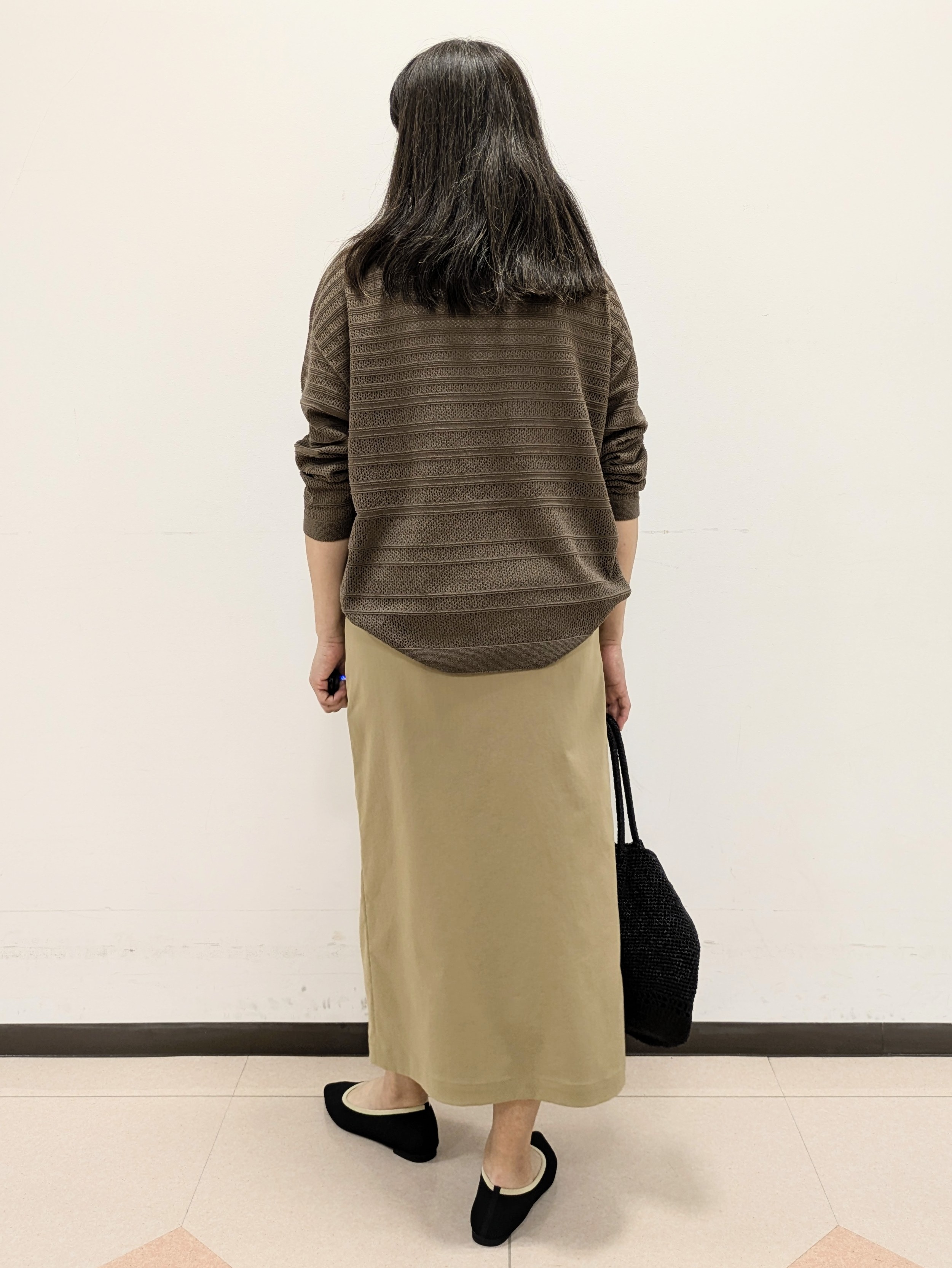 ともさんの「UNTITLED｜◆メッシュ柄ボーダーニット」を使ったコーディネート