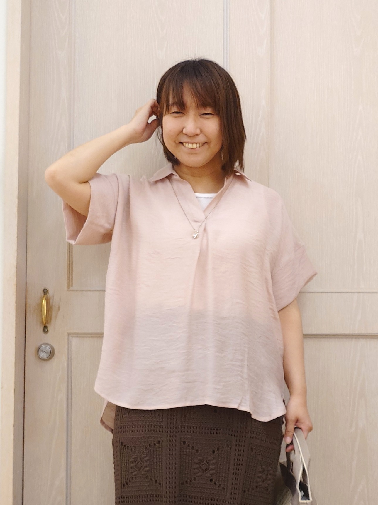 とろろさんの「SHOO･LA･RUE｜【2点セット/S-LL/洗濯機可】時短でコーデ決まる スラブスキッパーシャツ＋タンクトップ」を使ったコーディネート