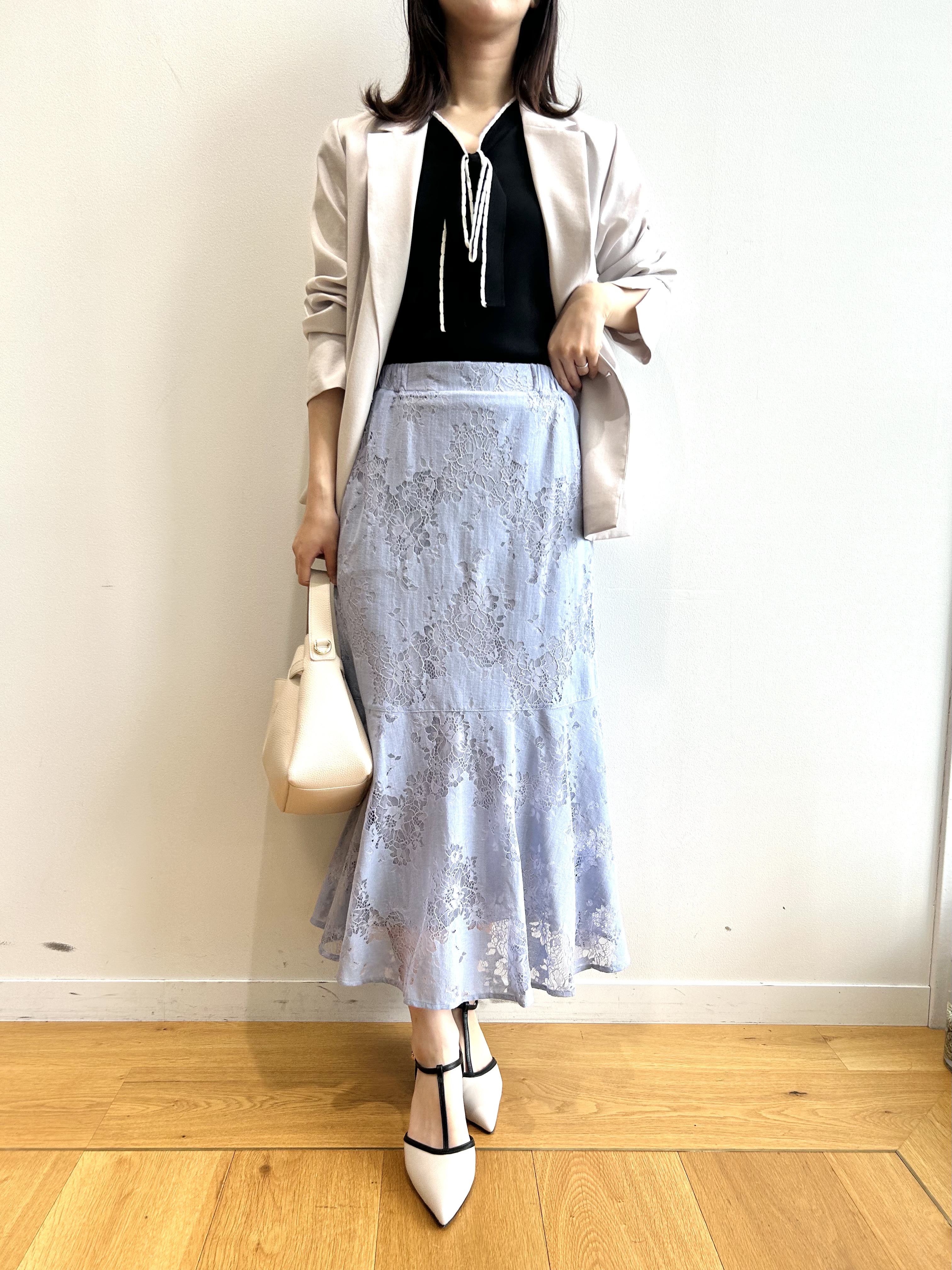 RINAさんの「index｜《再入荷》ダブルブレストテーラードジャケット【接触冷感／吸水速乾／イージーアイロン／防シワ／洗濯機O」を使ったコーディネート
