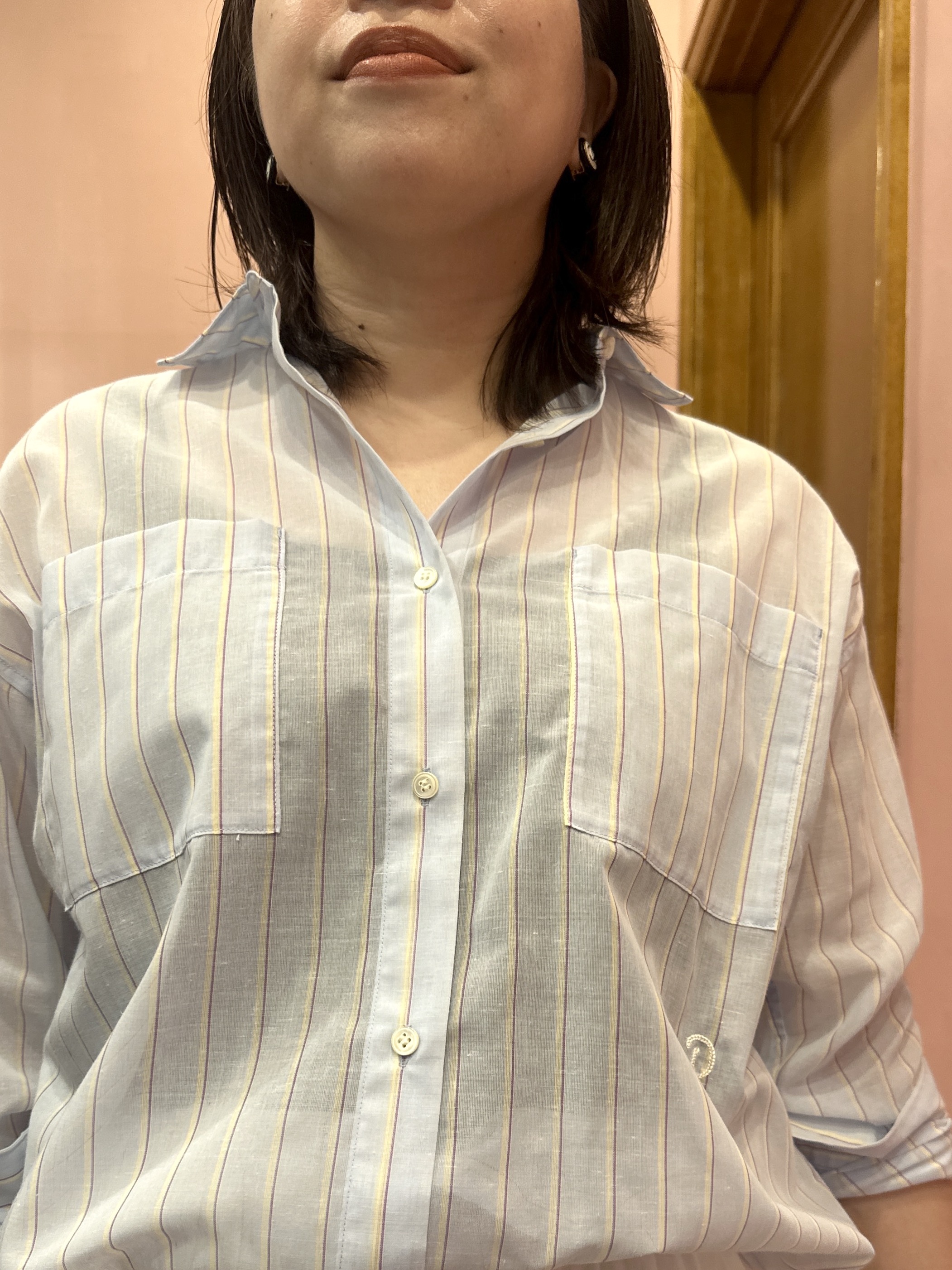 komatsuさんの「DRESSTERIOR｜シアー ストライプシャツ」を使ったコーディネート
