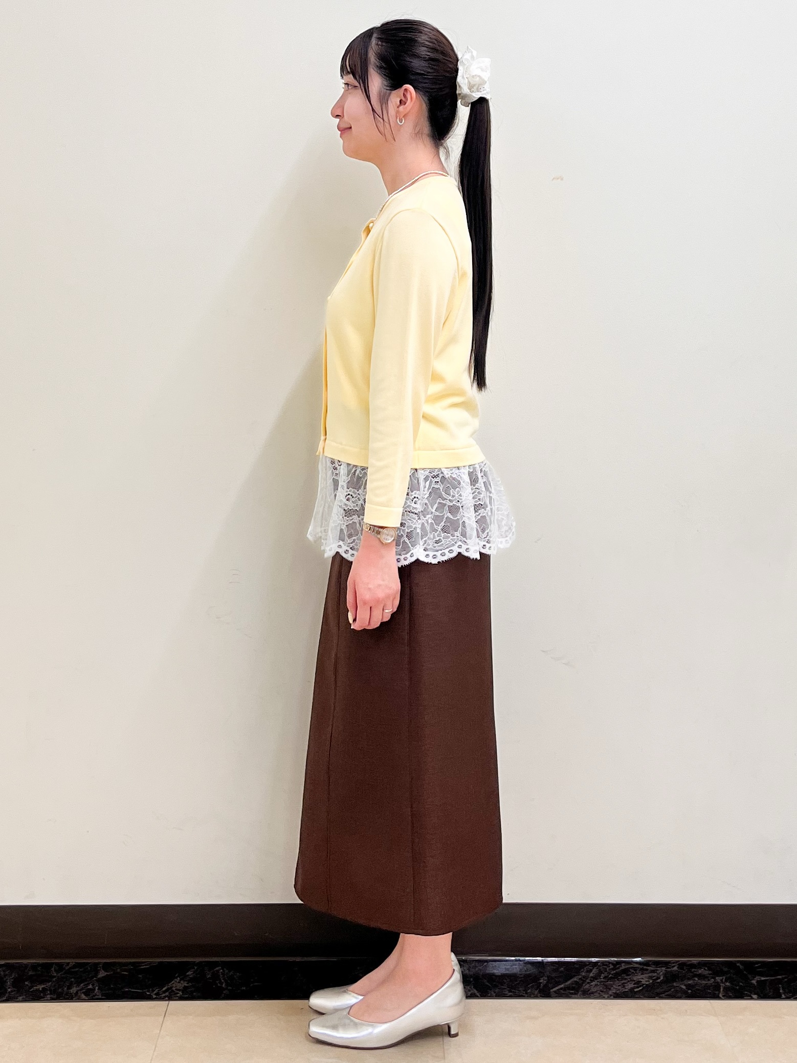 mikikoさんの「Reflect｜【手洗い可】レースデザインニットカーディガン」を使ったコーディネート