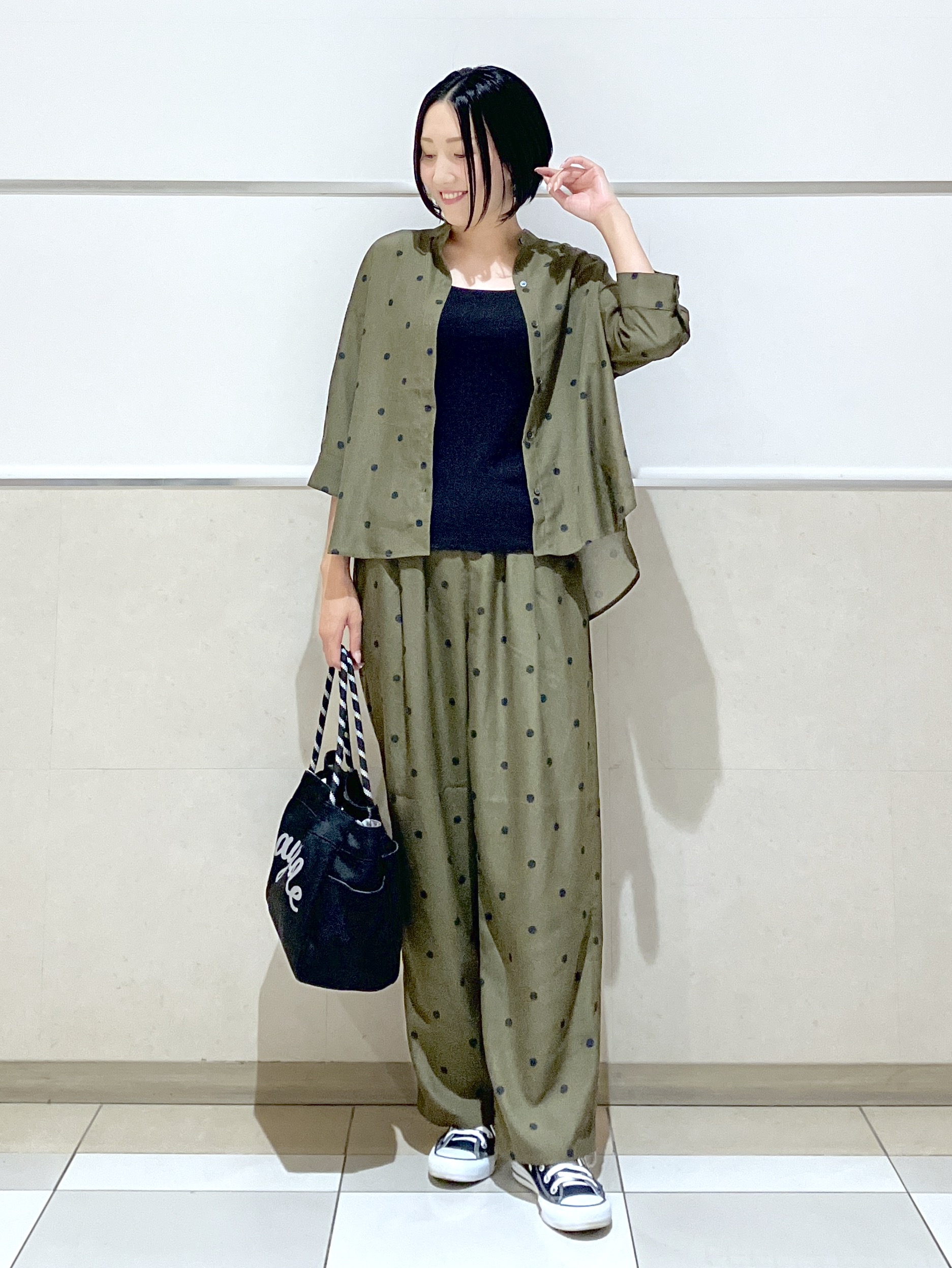 eriko さんの「Dessin｜【セットアップ可】ドットプリント ハーフスリーブシャツ」を使ったコーディネート