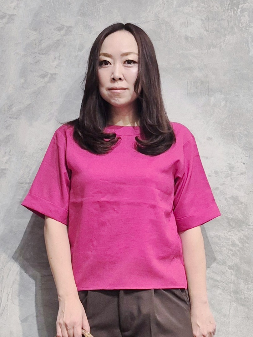 ひさえさんの「THE SHOP TK｜【M-XL/二の腕カバー】さらり麻調メッシュ5分袖ブラウス」を使ったコーディネート