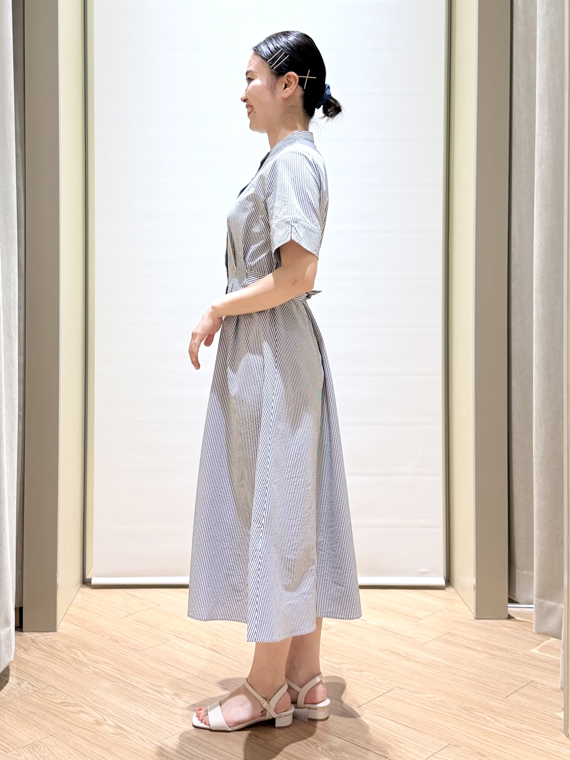 あんりさんの「grove｜【低身長さんも選べる着丈/UV・シワになりにくいetc】涼やかさも、きちんとも叶うワンピース」を使ったコーディネート
