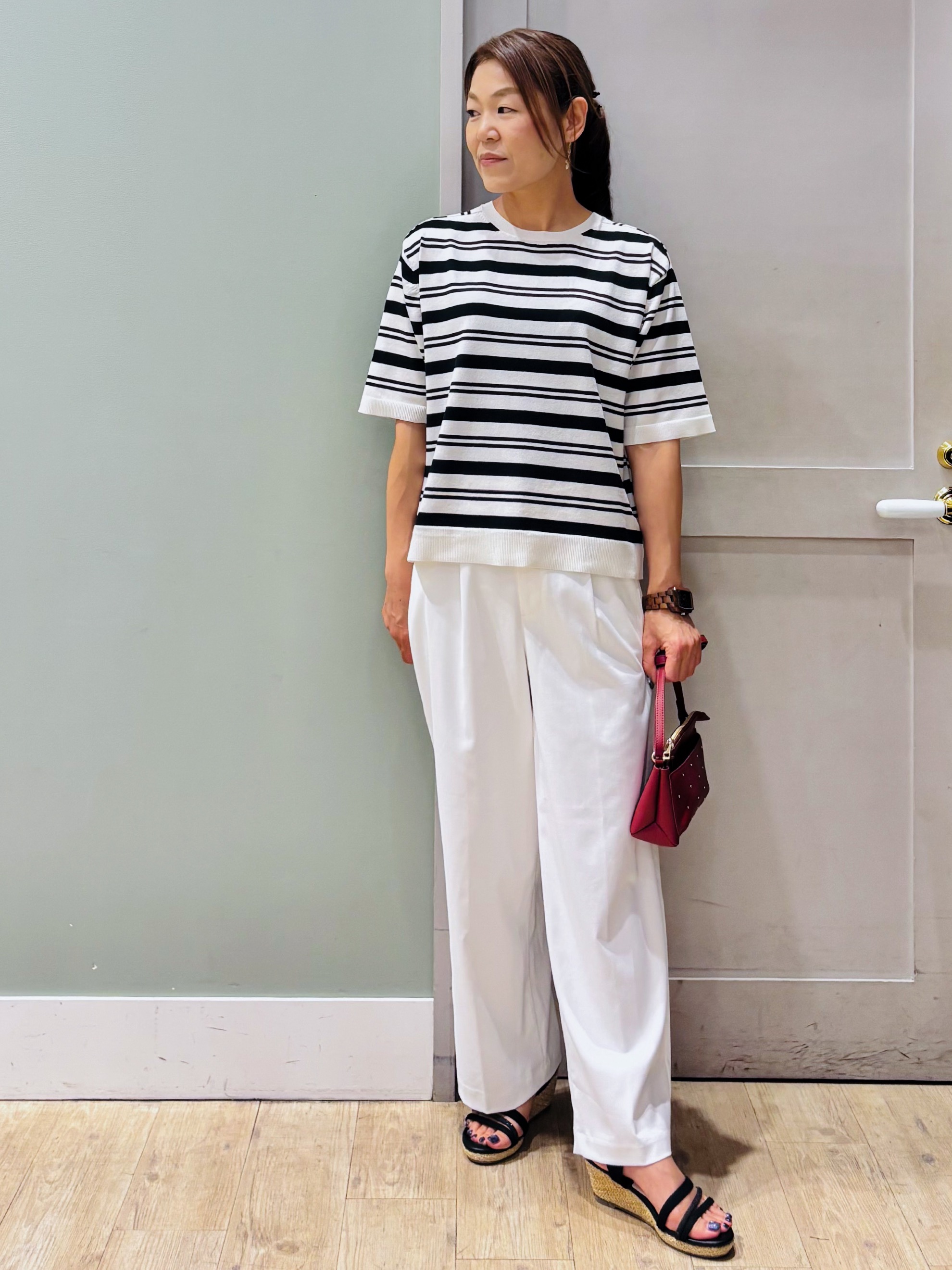 Komi☆さんの「grove｜【UVカット・洗濯機◎】Tシャツ感覚で着られるコットン混ニット」を使ったコーディネート