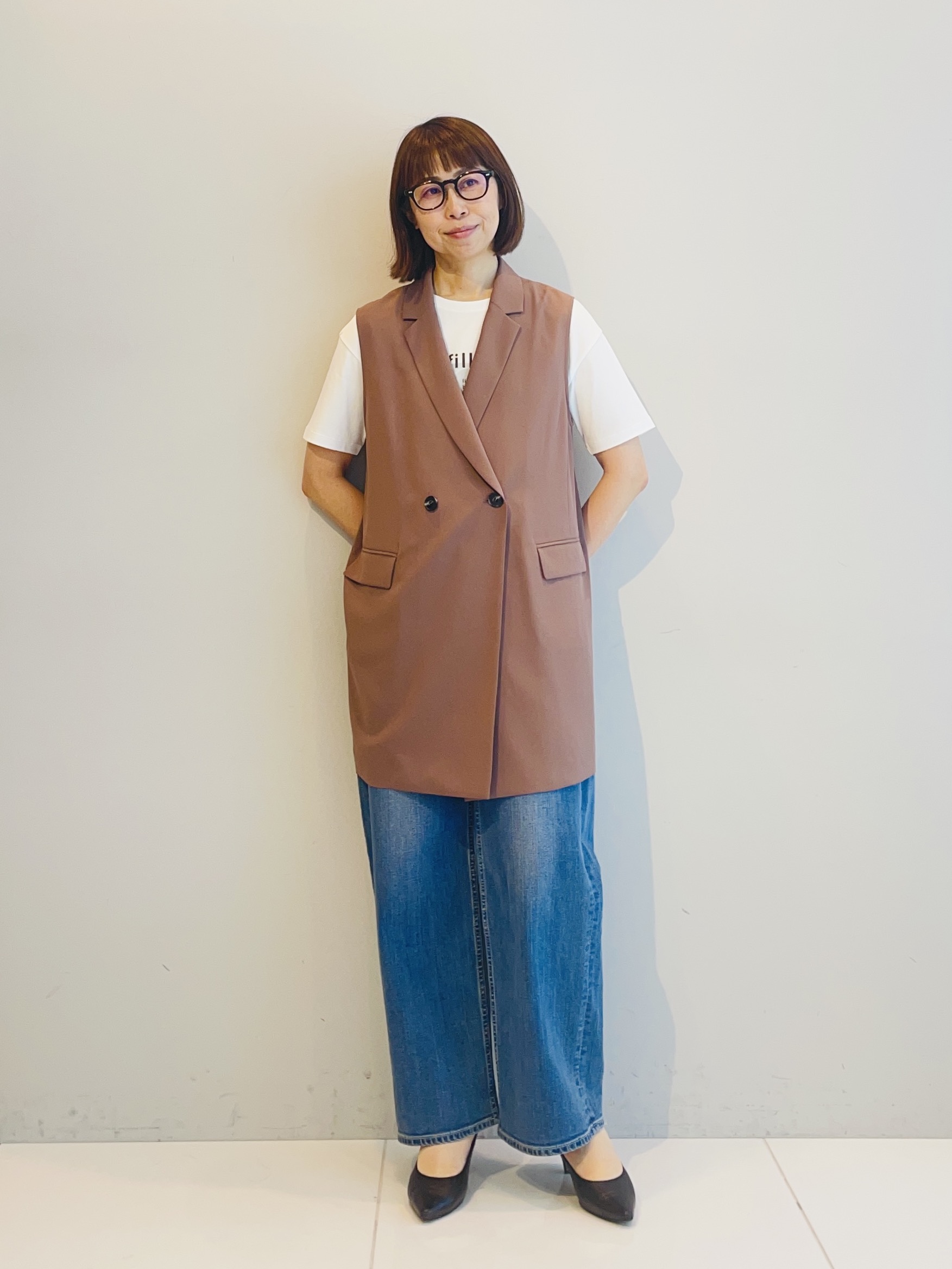 murayamaさんの「INDIVI｜【UVケア／選べるグラフィック】スムースジャージTシャツ」を使ったコーディネート