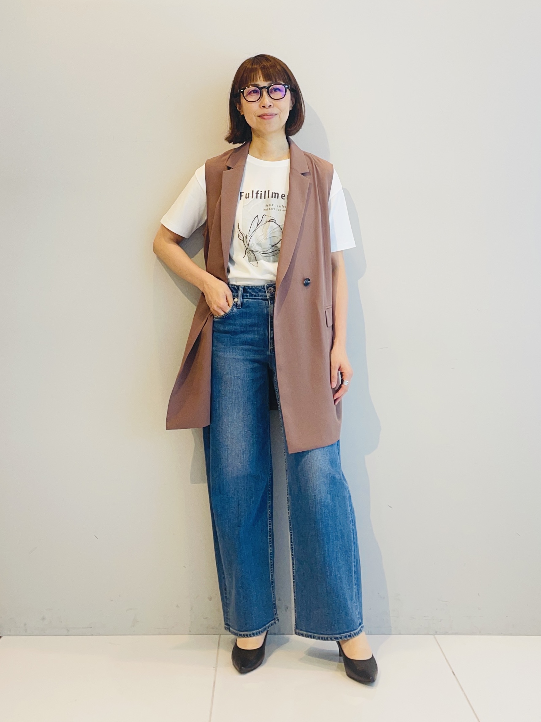 murayamaさんの「INDIVI｜【UVケア／選べるグラフィック】スムースジャージTシャツ」を使ったコーディネート