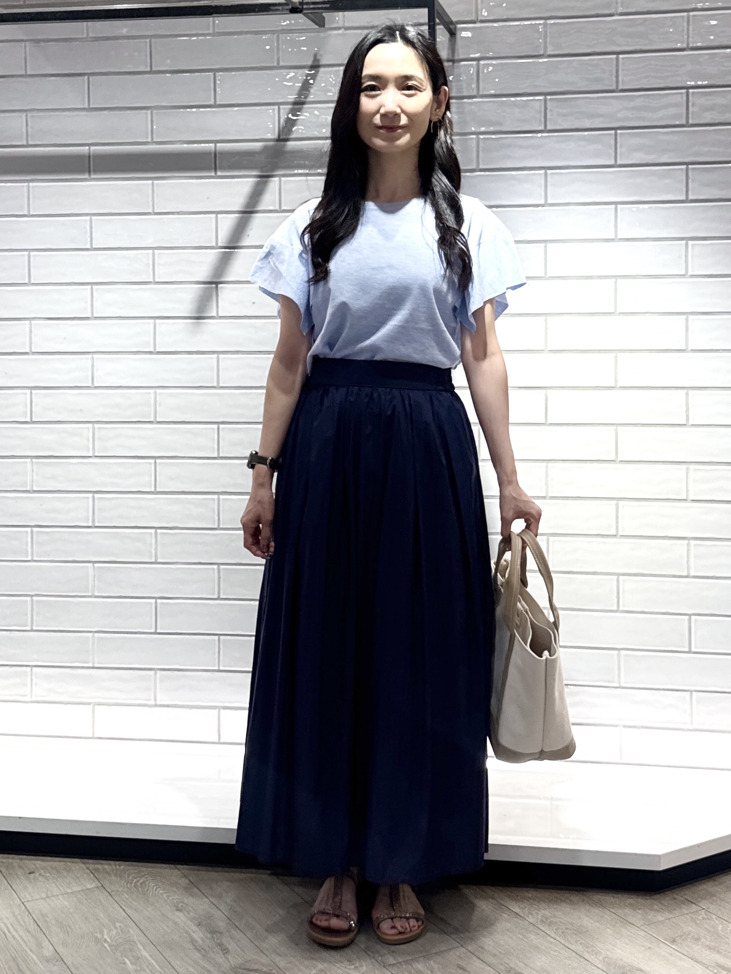 yuicciさんの「OPAQUE.CLIP｜『STORY Web7月掲載』ドライタッチラメニット《UV／洗える／6col》」を使ったコーディネート