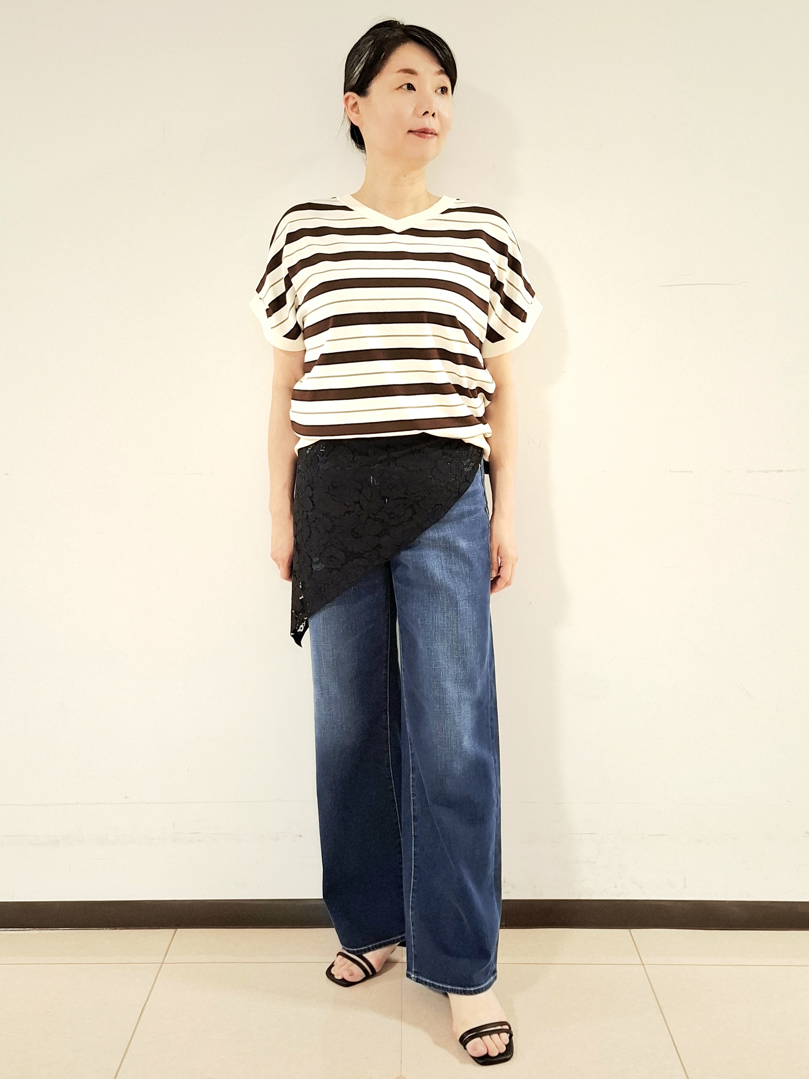 ねぎさんの「UNTITLED｜【肌に張りつきにくい/前後2WAY】ドライタッチコットンプルオーバー」を使ったコーディネート