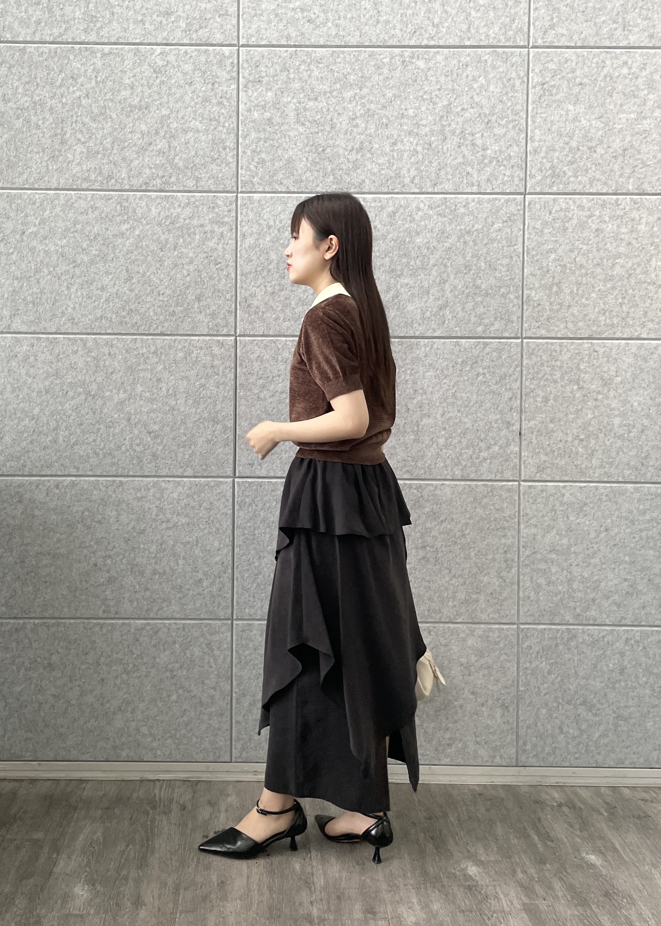 Renoさんの「INDIVI｜バイカラーモールポロニット」を使ったコーディネート