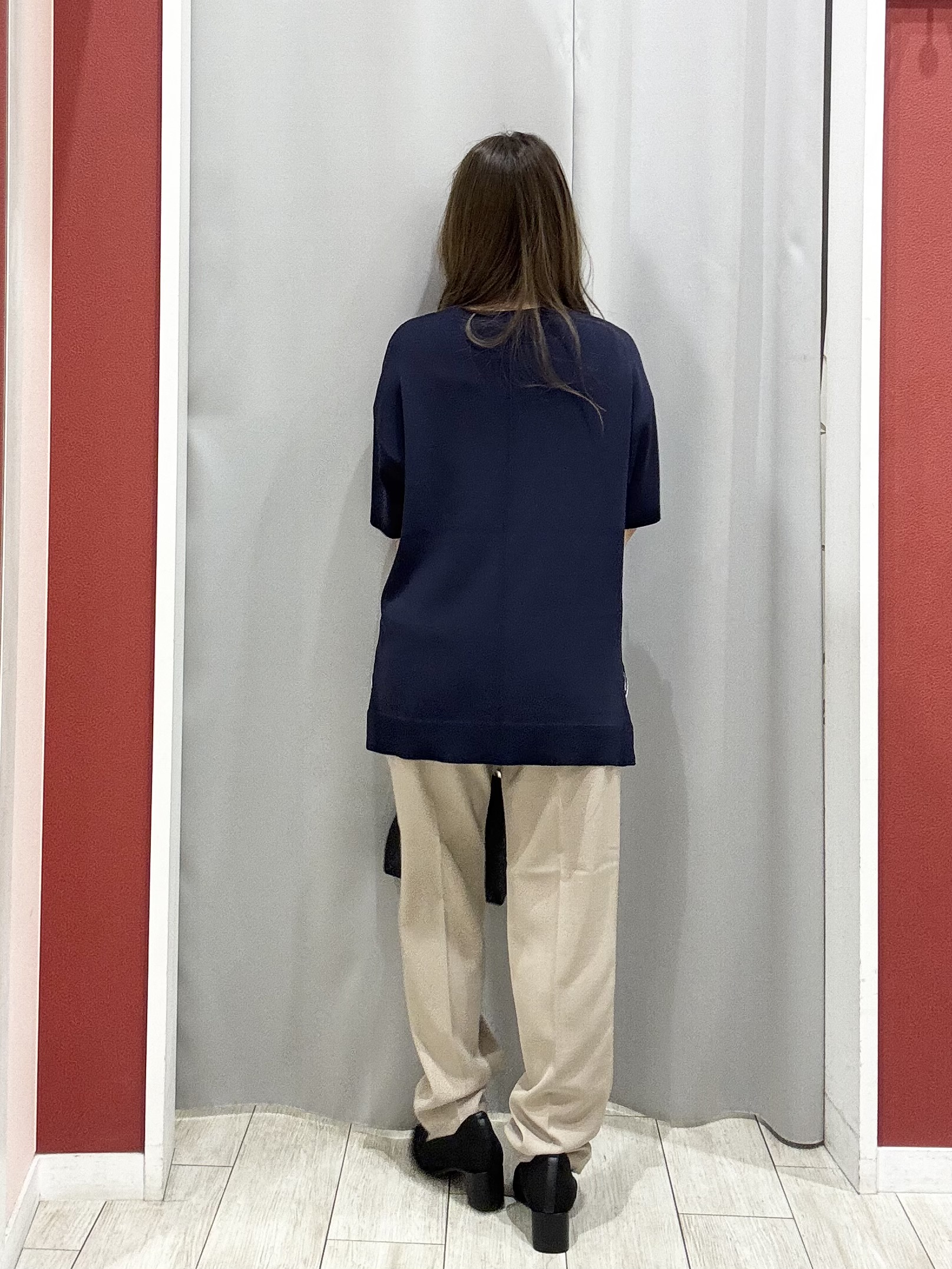 shioさんの「SHOO･LA･RUE｜【UV/洗濯機可/S-LL】毛玉になりにくい シャツレイヤード風でこなれ見え 半袖ニット」を使ったコーディネート