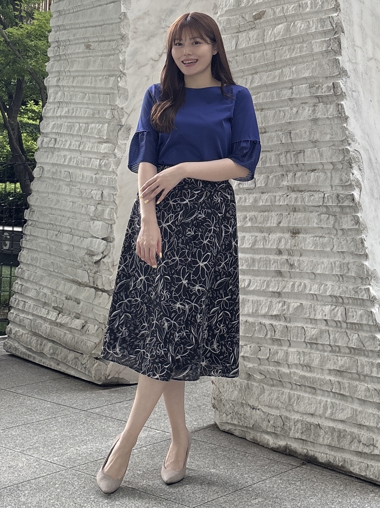 sayaさんの「COUP DE CHANCE｜【5分袖／日本製／接触冷感】異素材ドッキングカットソー」を使ったコーディネート