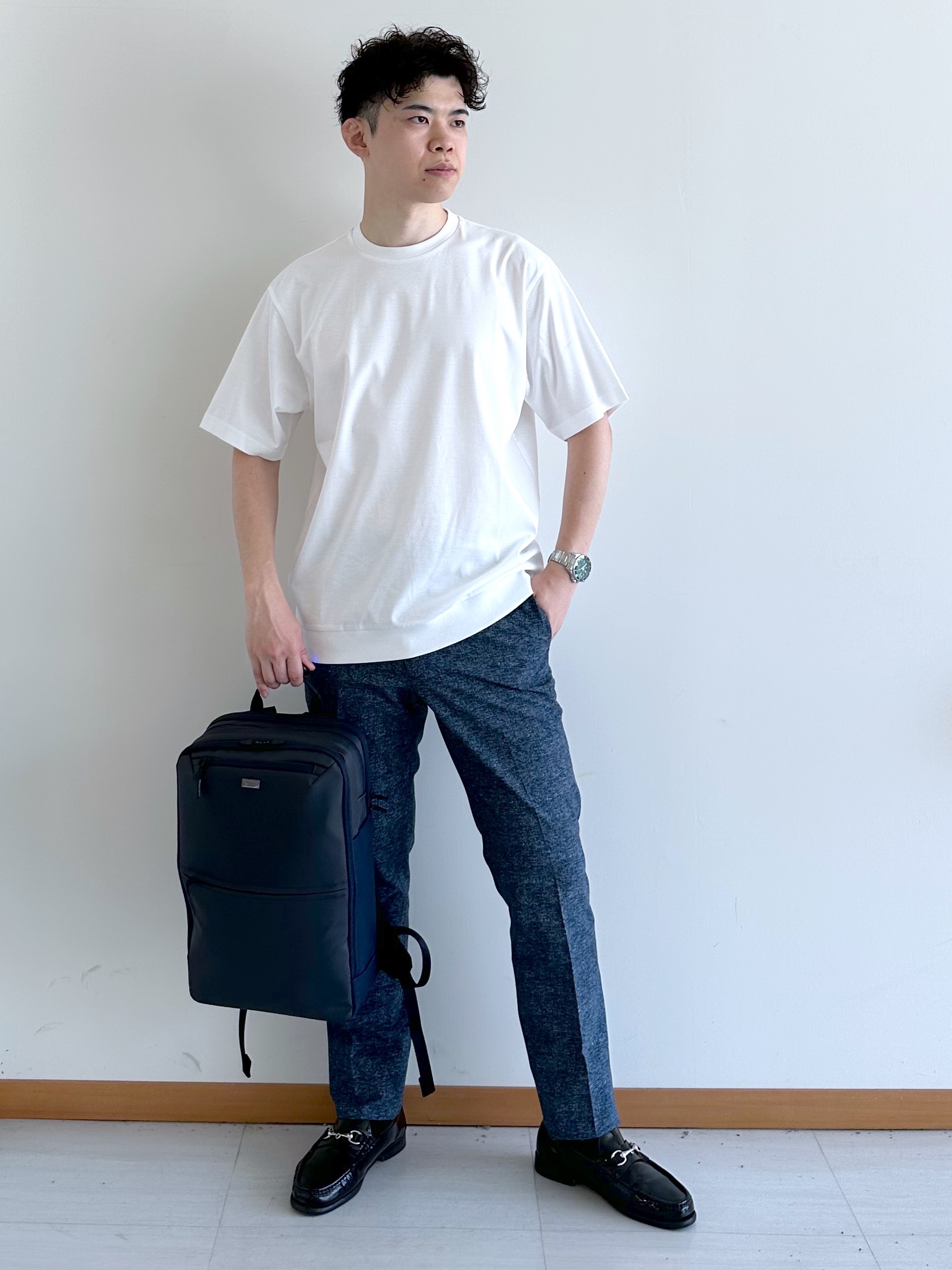 イッシーさんの「TAKEO KIKUCHI｜【抗菌防臭】COOL DOTS（R）ドビープリント ジャケット」を使ったコーディネート