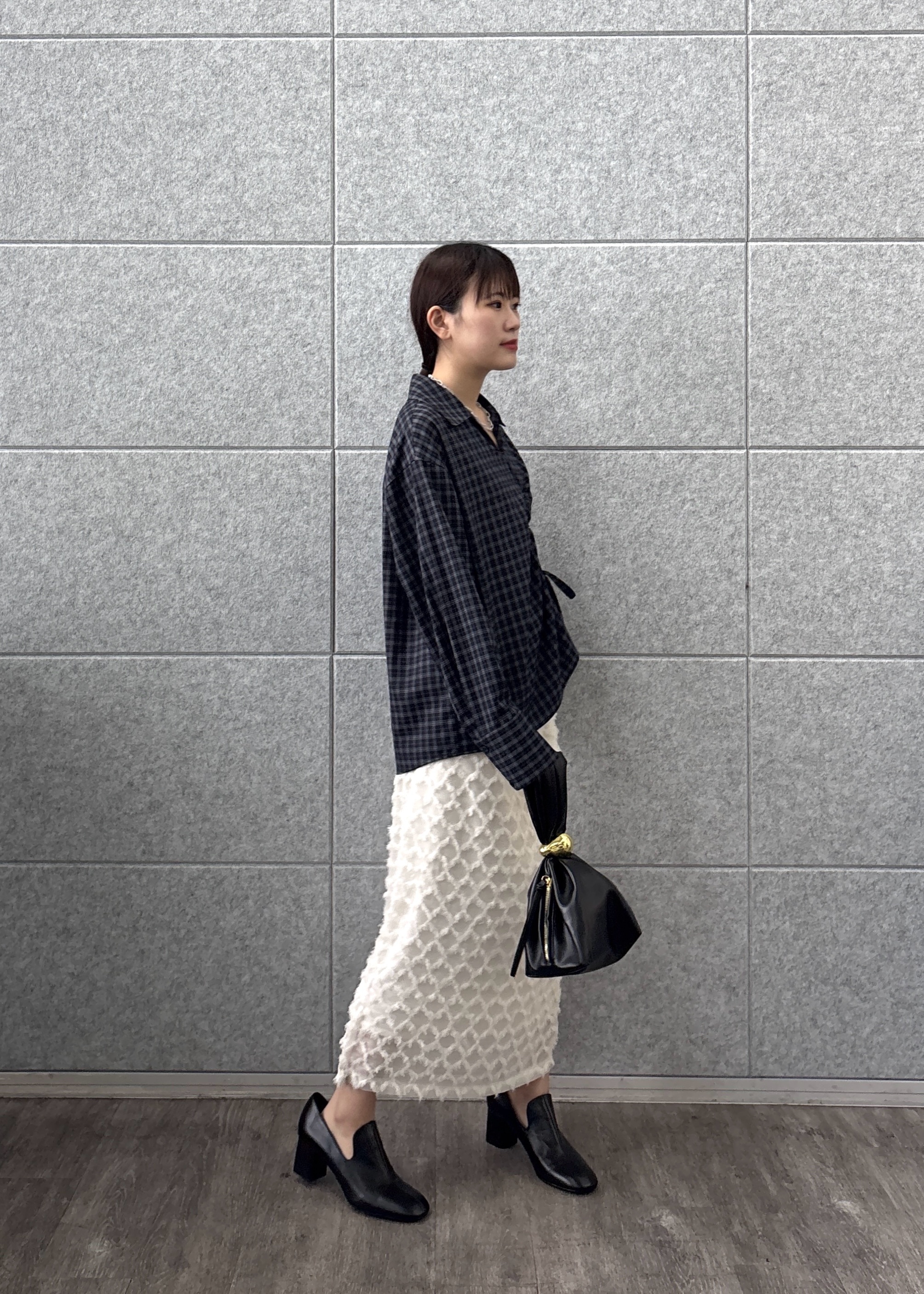 Renoさんの「INDIVI｜バイアスシャーリングチェックシャツ」を使ったコーディネート