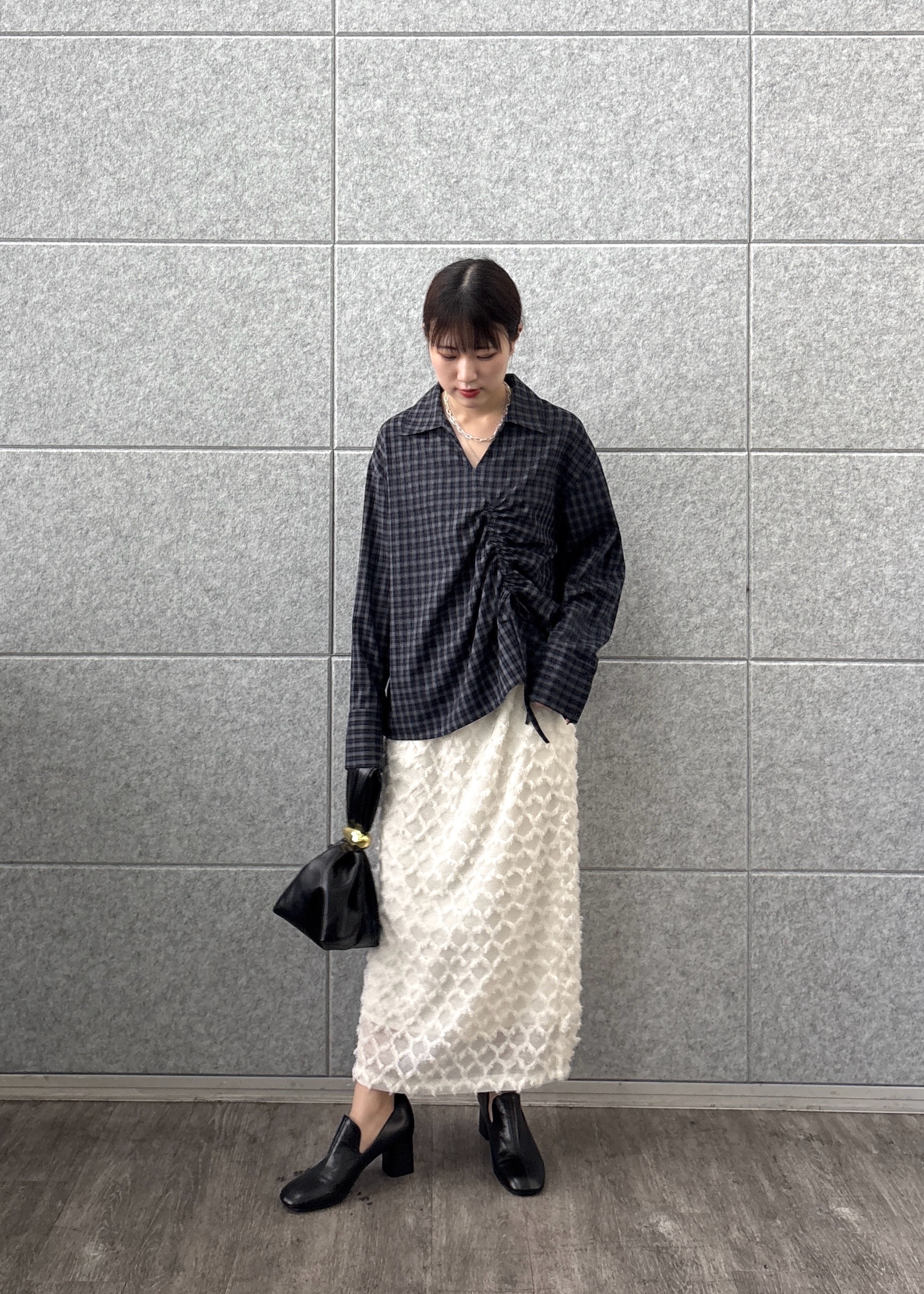 Renoさんの「INDIVI｜バイアスシャーリングチェックシャツ」を使ったコーディネート