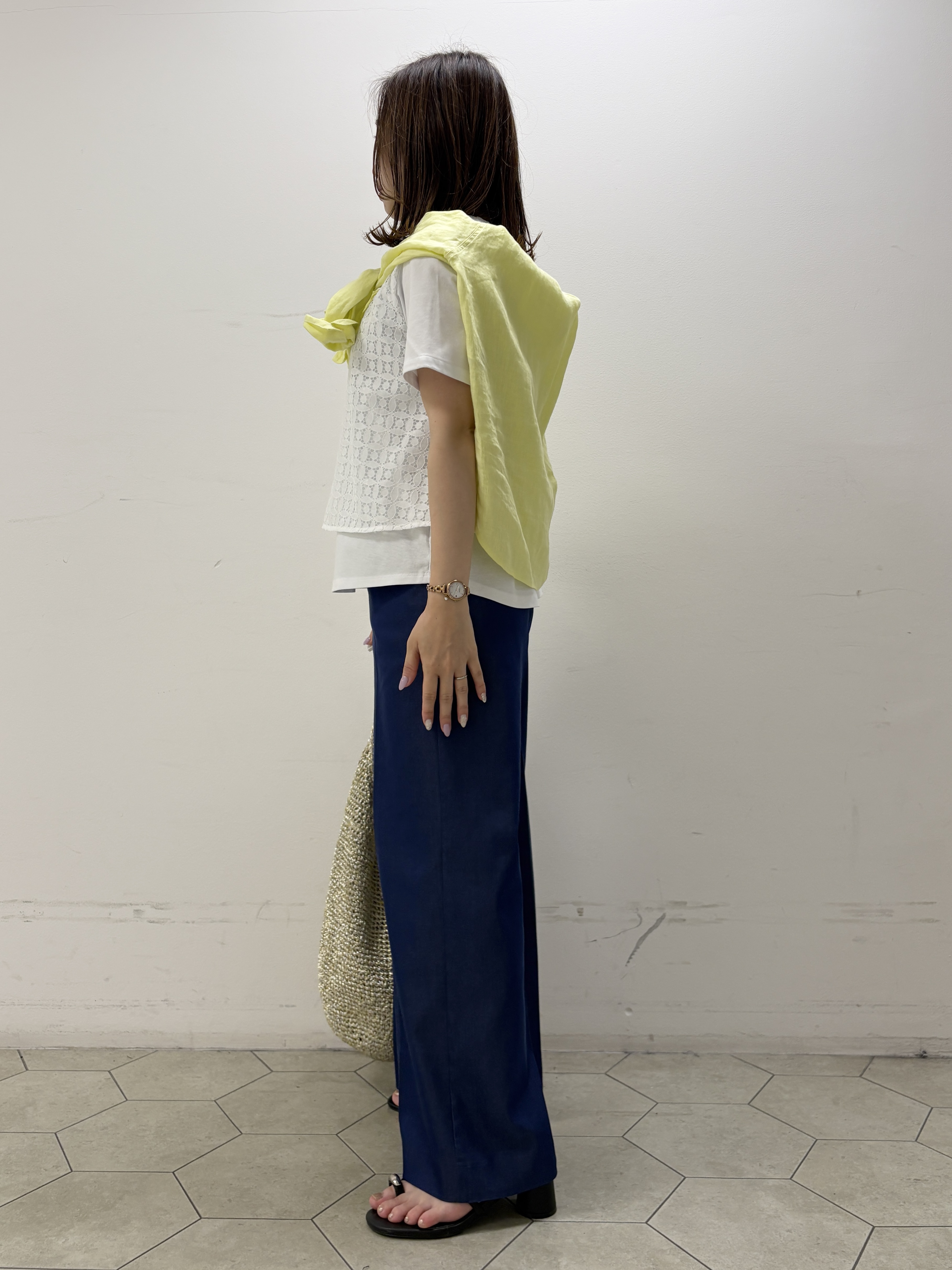 kahoさんの「INDIVI｜【洗える】レイヤード風レースコンビTシャツ」を使ったコーディネート