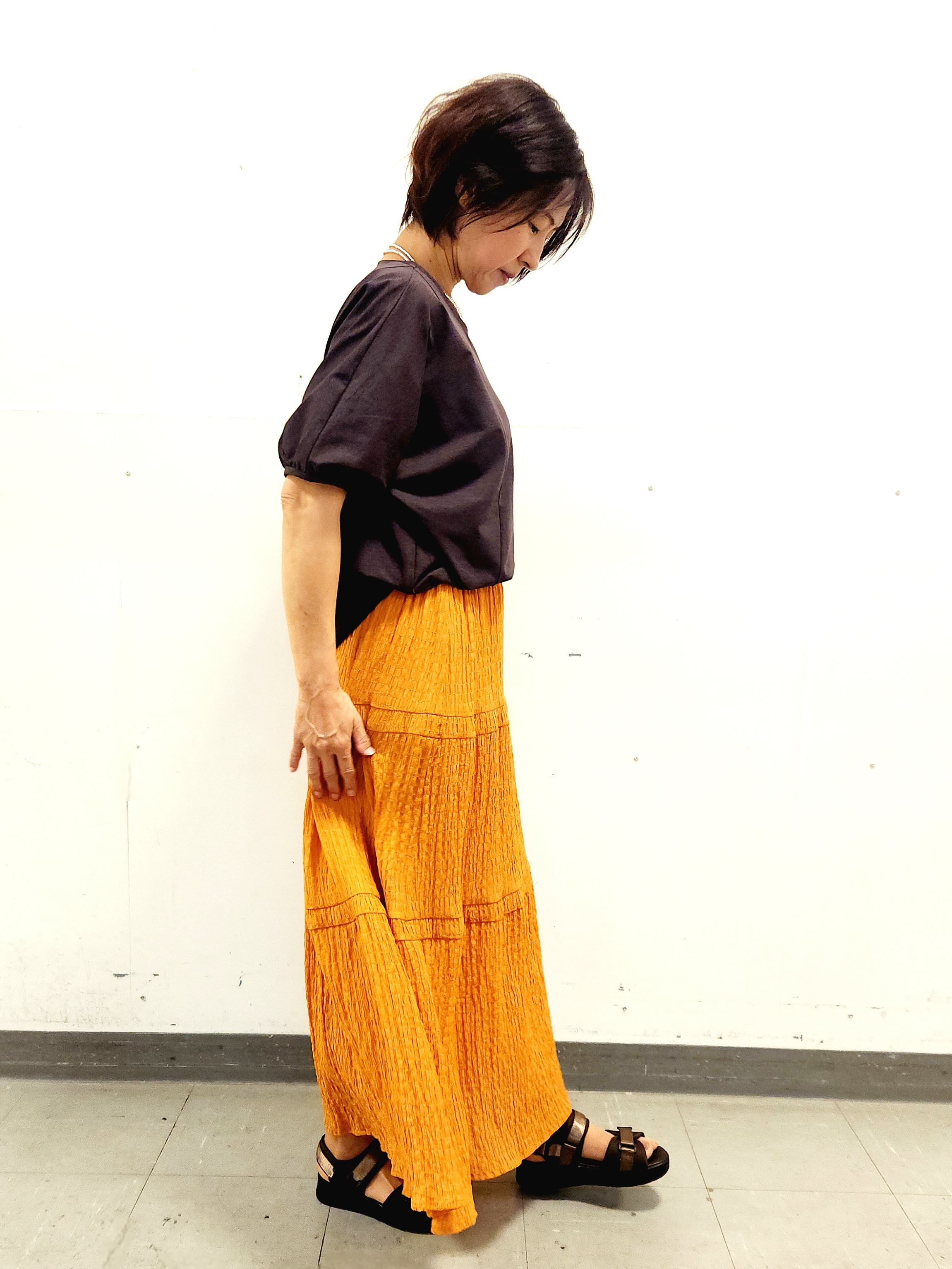 mayumayuさんの「Reflect｜【UVカット／接触冷感／吸水速乾】ギャザースリーブカットソー」を使ったコーディネート