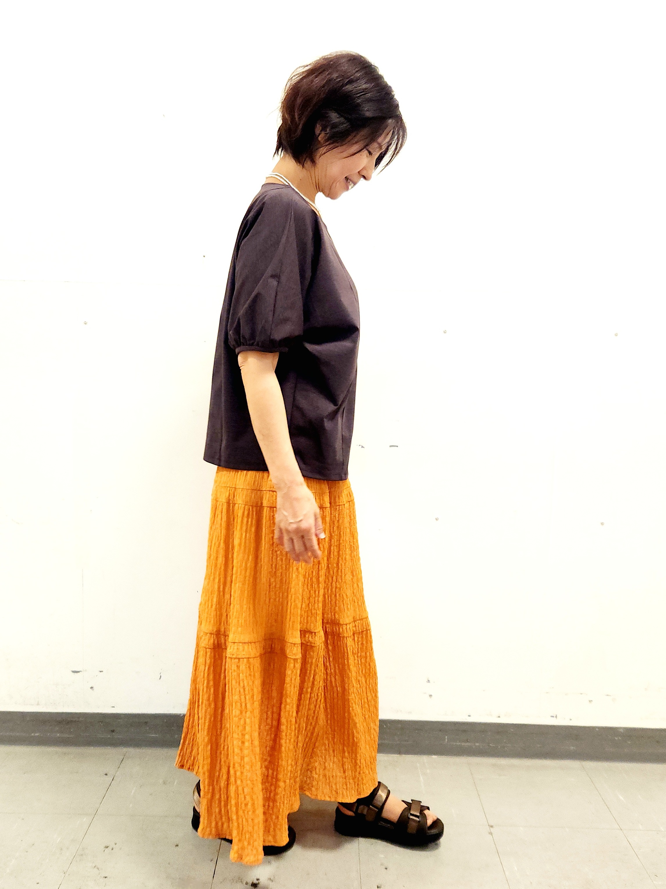 mayumayuさんの「Reflect｜【UVカット／接触冷感／吸水速乾】ギャザースリーブカットソー」を使ったコーディネート