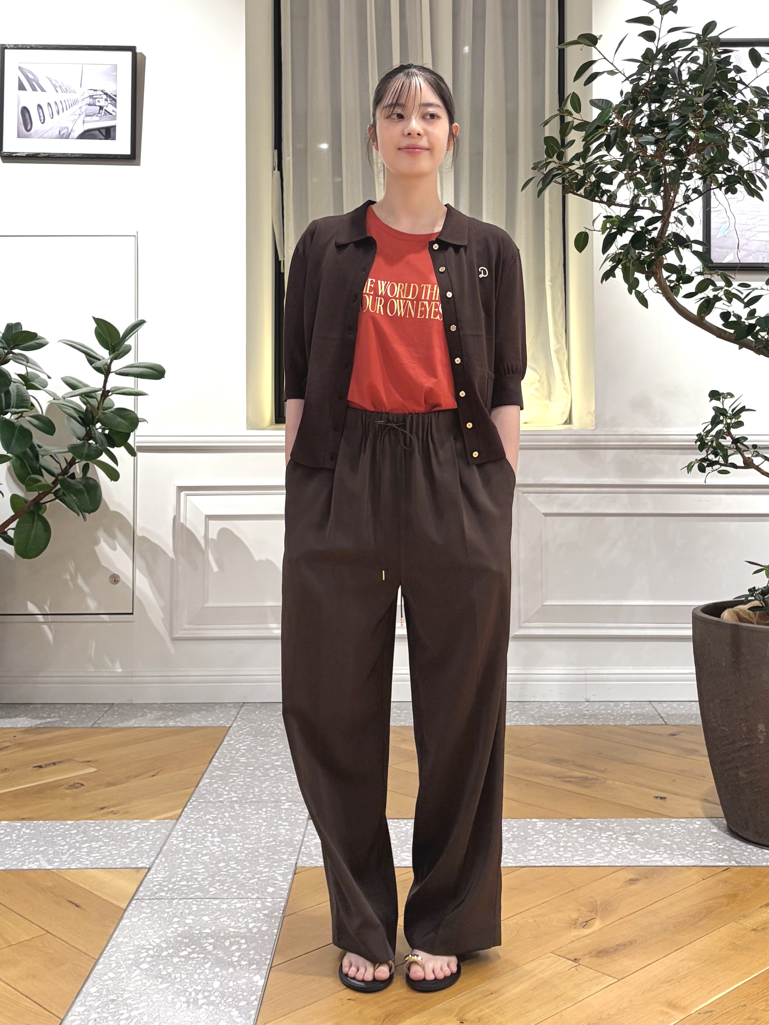 pupiさんの「DRESSTERIOR｜【接触冷感／UVカット】クールタッチ シャツカーディガン」を使ったコーディネート