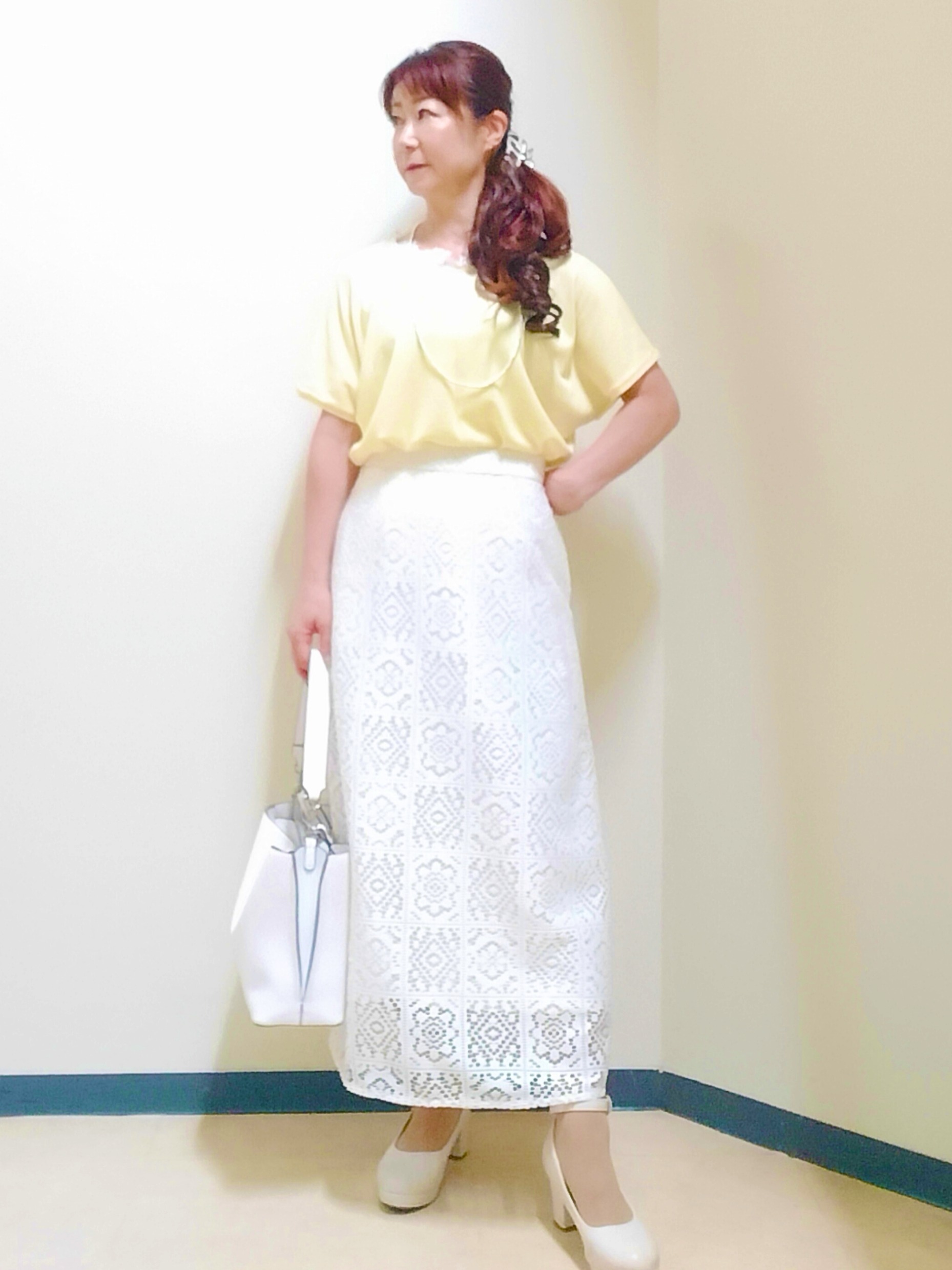 花さんの「Reflect｜【二の腕カバー／手洗い可】ネックレース フレンチスリーブニット」を使ったコーディネート