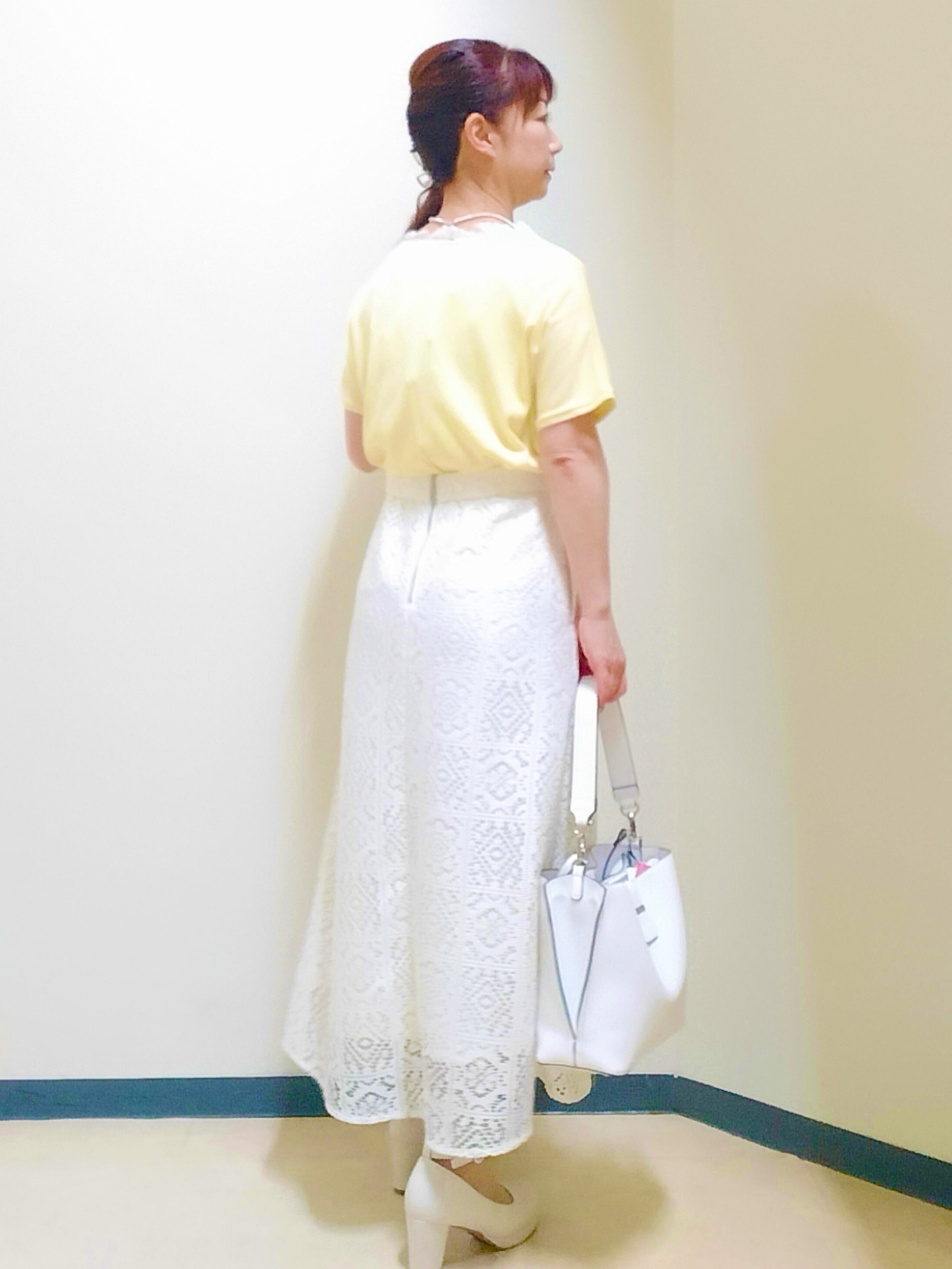 花さんの「Reflect｜【二の腕カバー／手洗い可】ネックレース フレンチスリーブニット」を使ったコーディネート