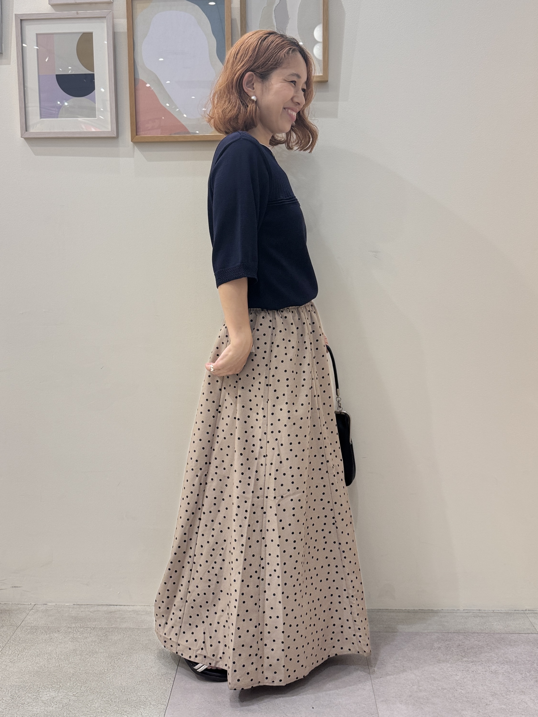 たけぴさんの「SHOO･LA･RUE｜【S-LL/二の腕カバー】品よく決まる 5分袖デザインニット」を使ったコーディネート