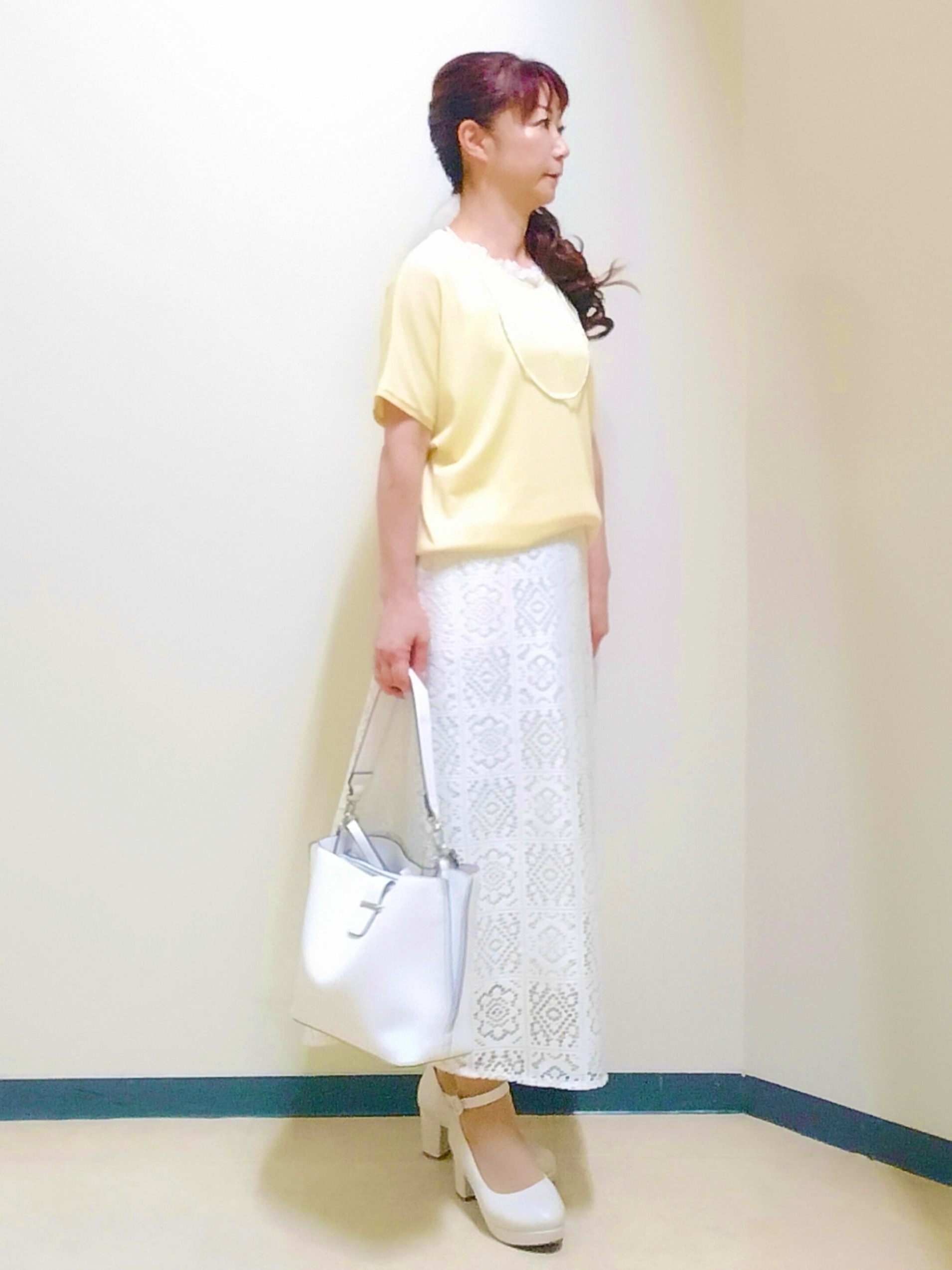花さんの「Reflect｜【二の腕カバー／手洗い可】ネックレース フレンチスリーブニット」を使ったコーディネート