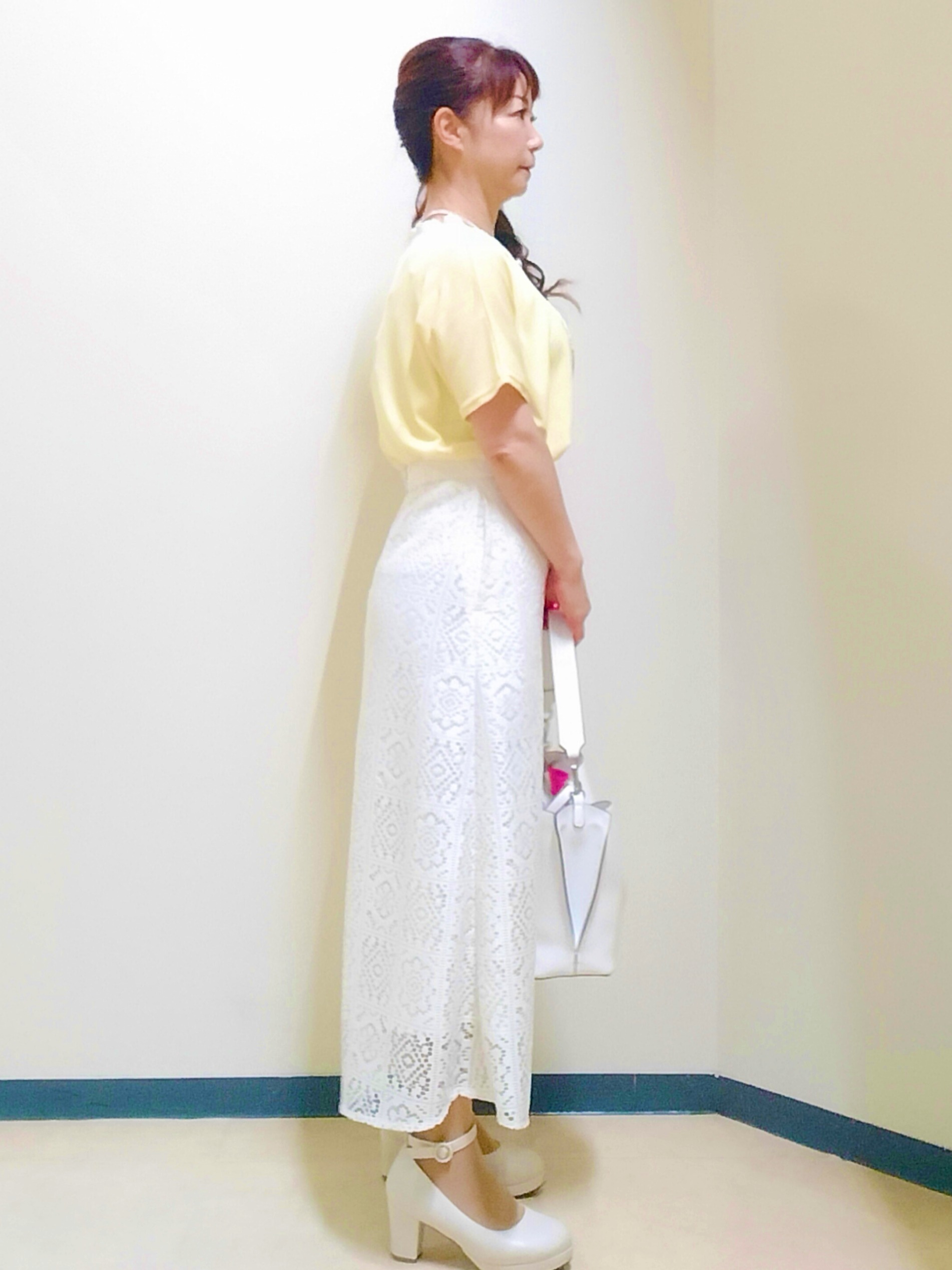 花さんの「Reflect｜【二の腕カバー／手洗い可】ネックレース フレンチスリーブニット」を使ったコーディネート