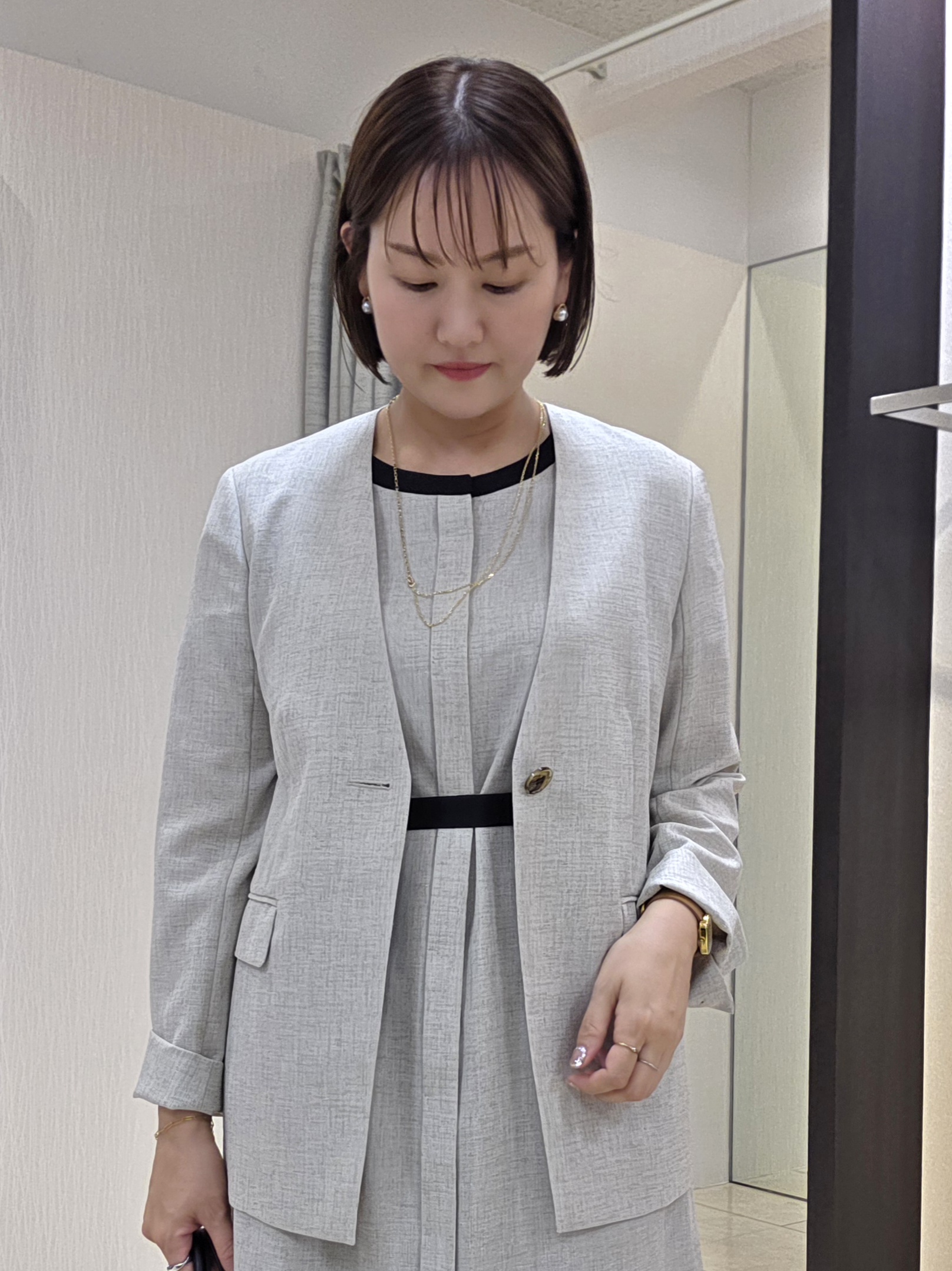 naokoさんの「UNTITLED｜【接触冷感/UVカット/イージーケア】配色ラインワンピース」を使ったコーディネート
