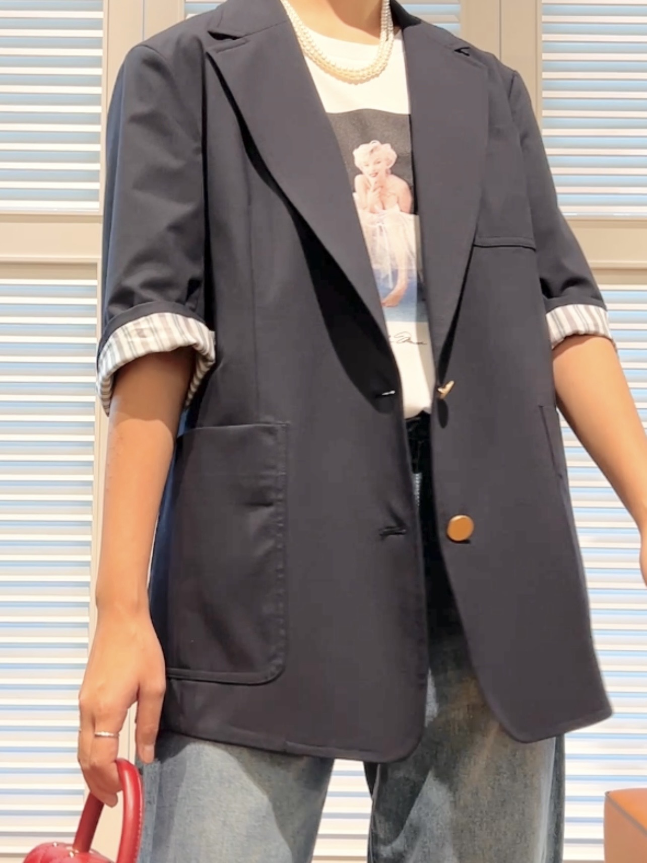 OCHIAIさんの「DRESSTERIOR｜【接触冷感/セットアップ可】 2WAYストレッチスリークオータージャケット」を使ったコーディネート