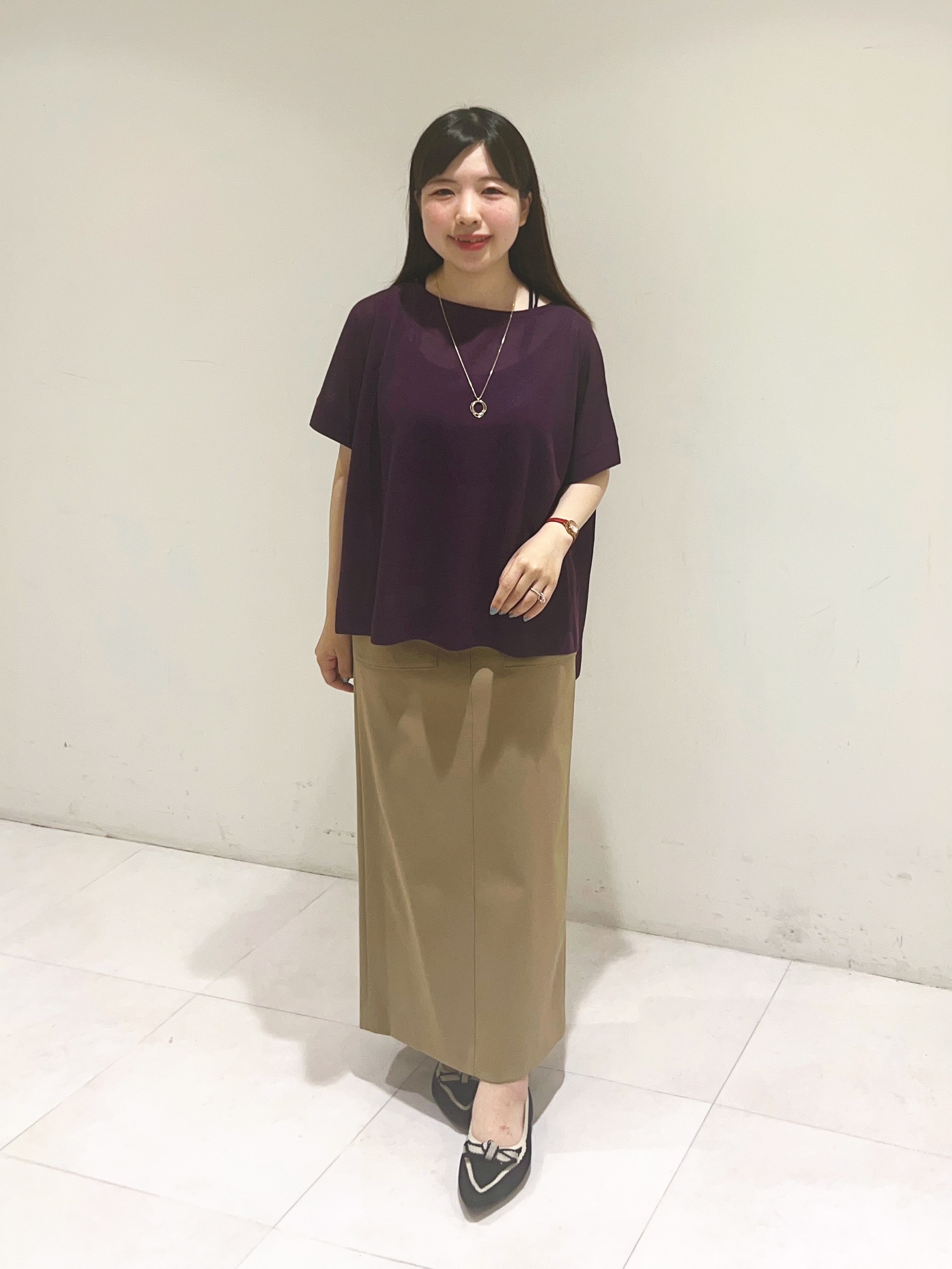 Mitsukiさんの「UNTITLED｜【アンサンブル可/品のある透け感】Tシャツ風ニットトップス」を使ったコーディネート