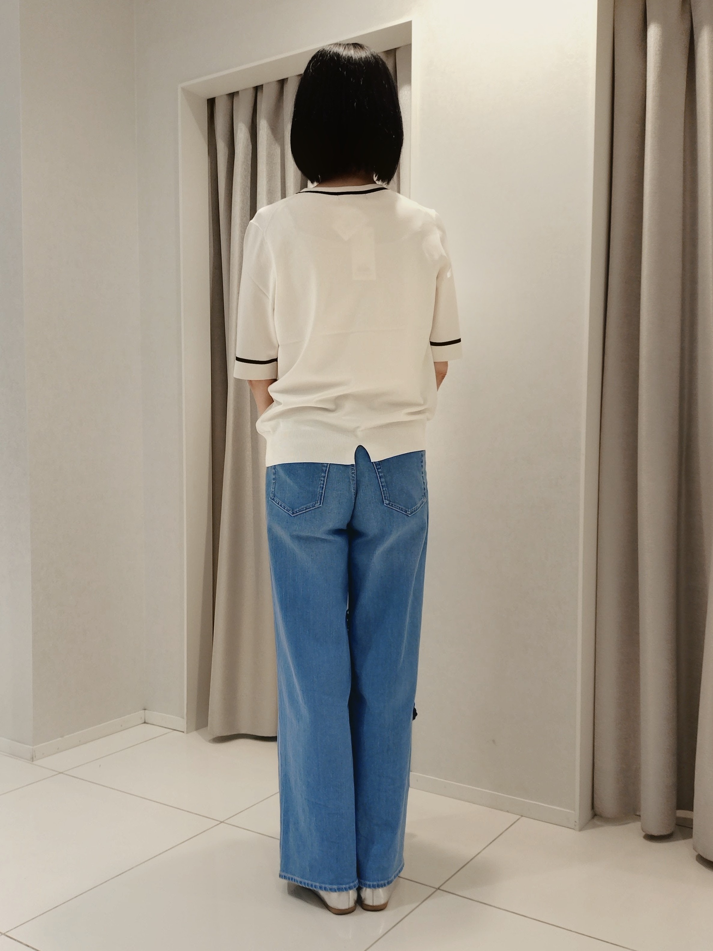 WATAさんの「UNTITLED｜【アンサンブル可/きれいめ/通勤】コンパクト5分袖ニット」を使ったコーディネート