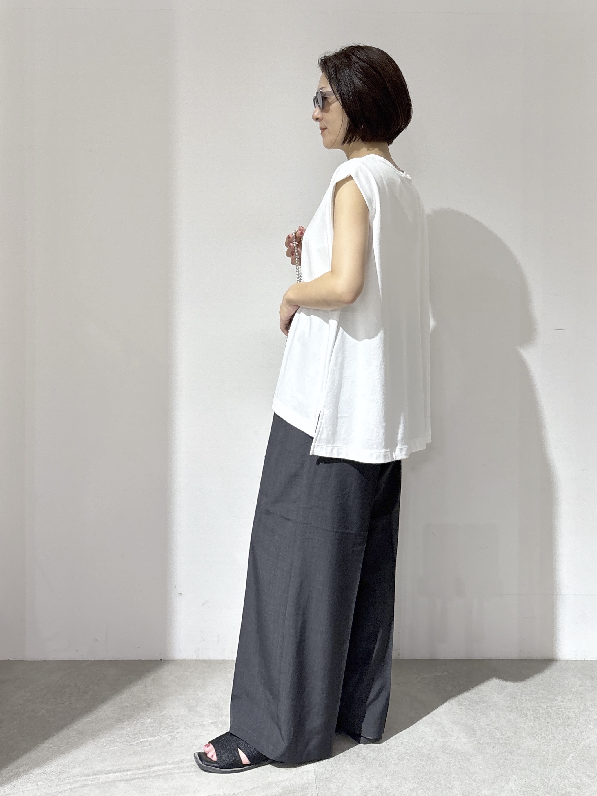 NAKAさんの「OPAQUE.CLIP｜【UV／接触冷感】スーパーアイス ノースリーブカットソー《洗濯機OK》」を使ったコーディネート